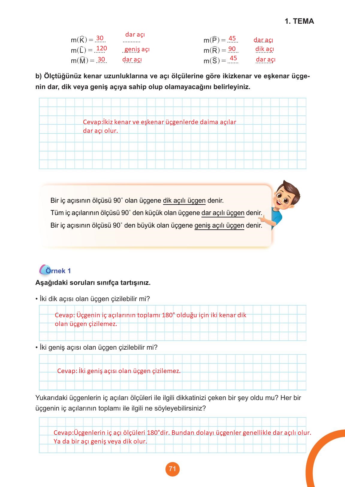 5. Sınıf Meb Yayınları Matematik Ders Kitabı 1. Kitap Sayfa 71 Cevapları
