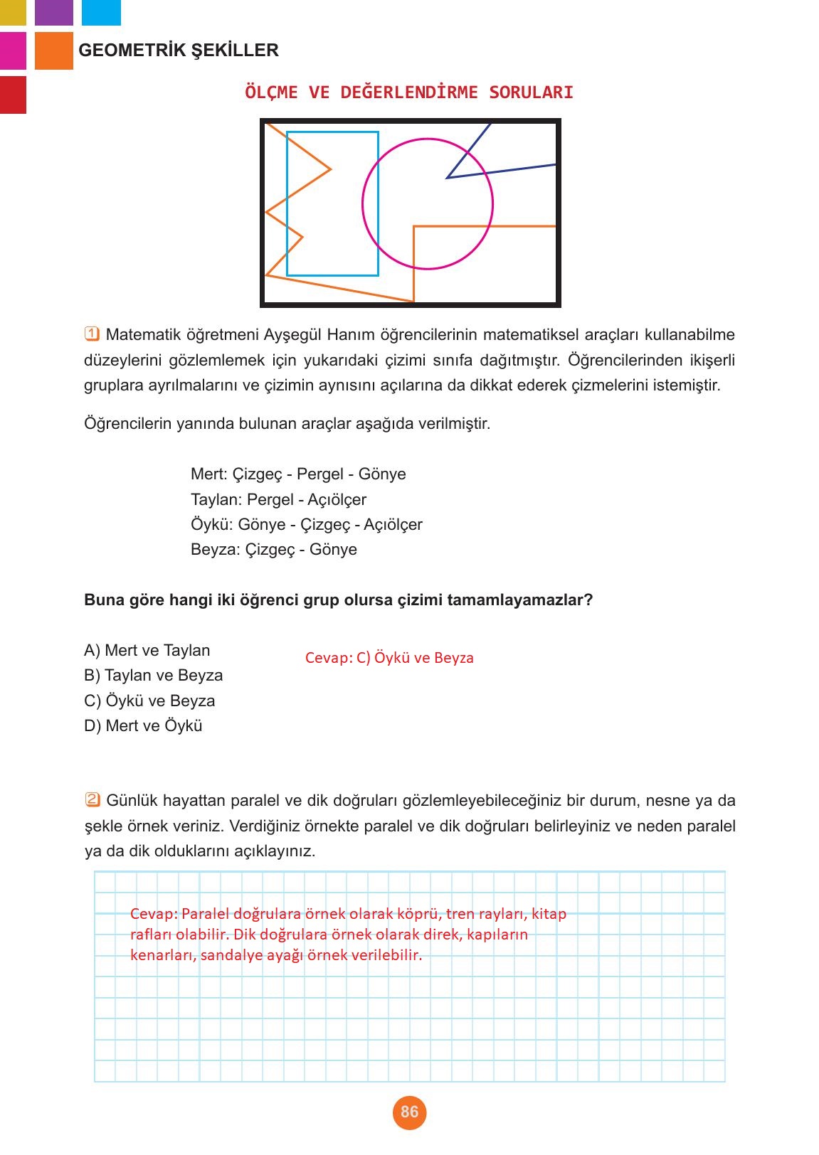 5. Sınıf Meb Yayınları Matematik Ders Kitabı 1. Kitap Sayfa 86 Cevapları