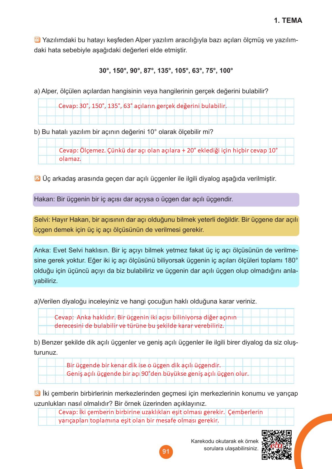 5. Sınıf Meb Yayınları Matematik Ders Kitabı 1. Kitap Sayfa 91 Cevapları