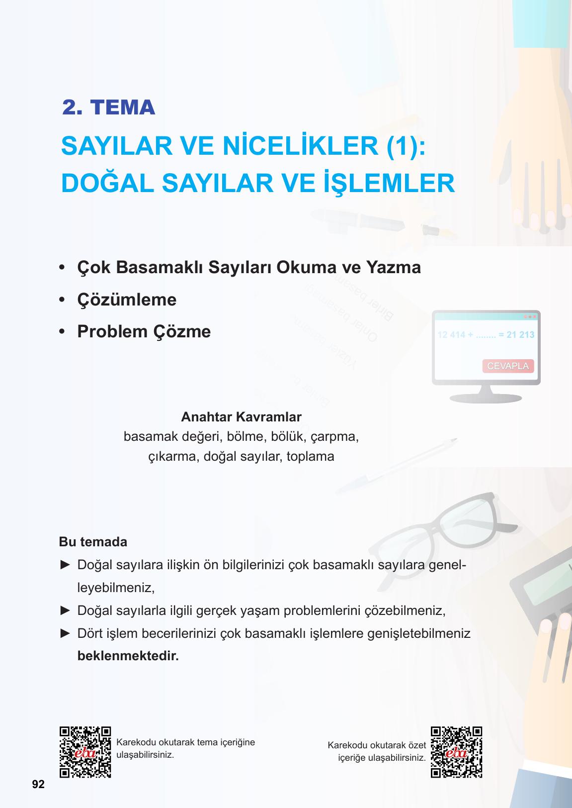 5. Sınıf Meb Yayınları Matematik Ders Kitabı 1. Kitap Sayfa 92 Cevapları