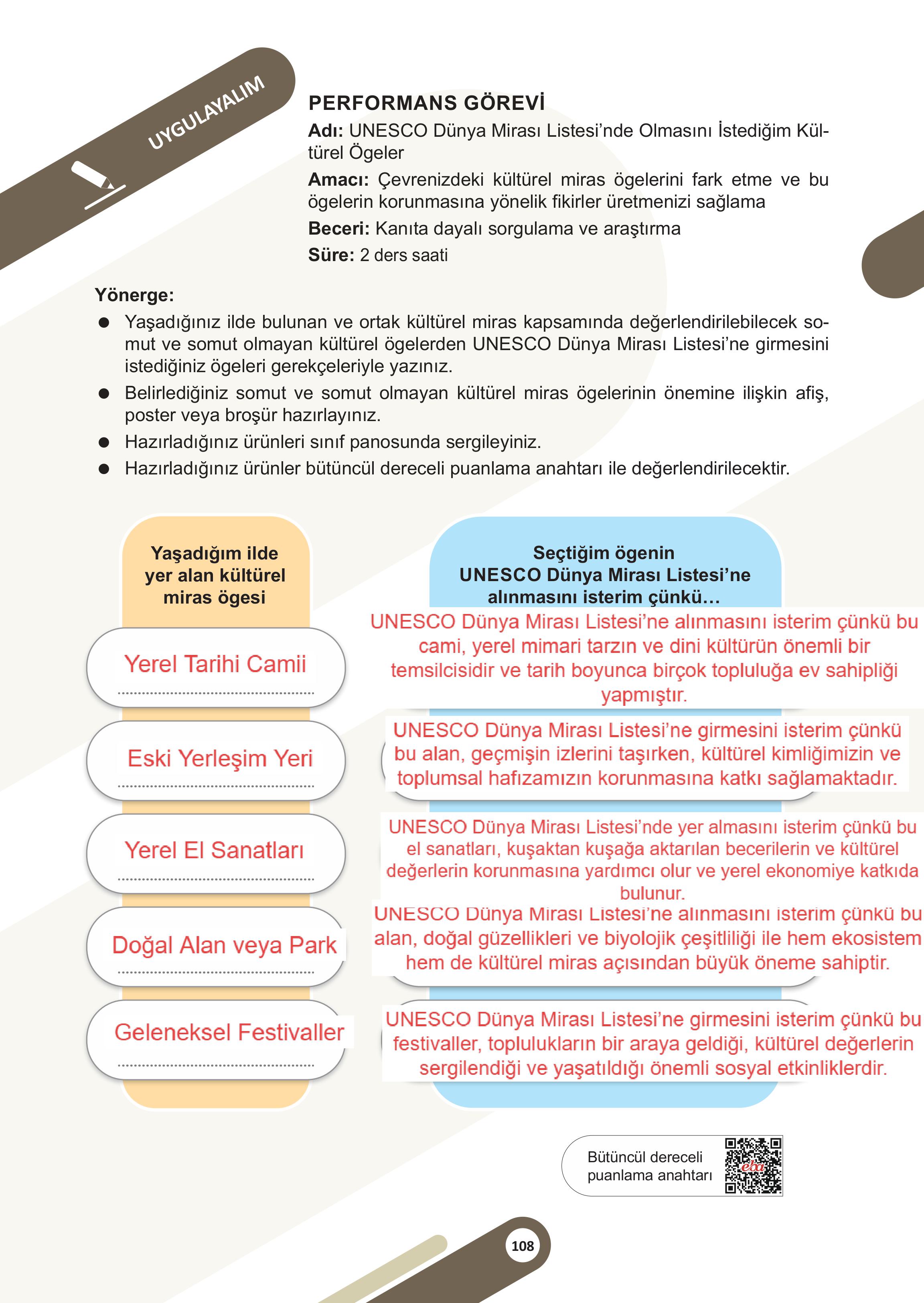 5. Sınıf Meb Yayınları Sosyal Bilgiler Ders Kitabı 1. Kitap Sayfa 108 Cevapları