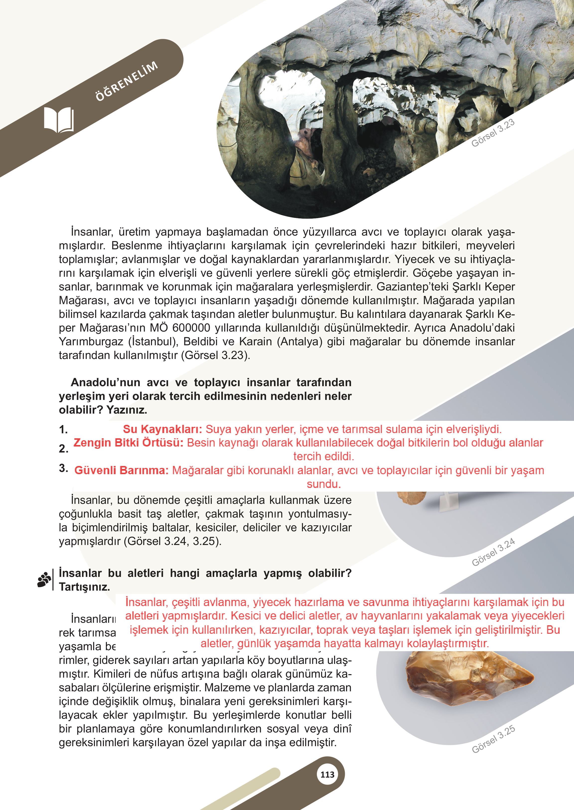 5. Sınıf Meb Yayınları Sosyal Bilgiler Ders Kitabı 1. Kitap Sayfa 113 Cevapları