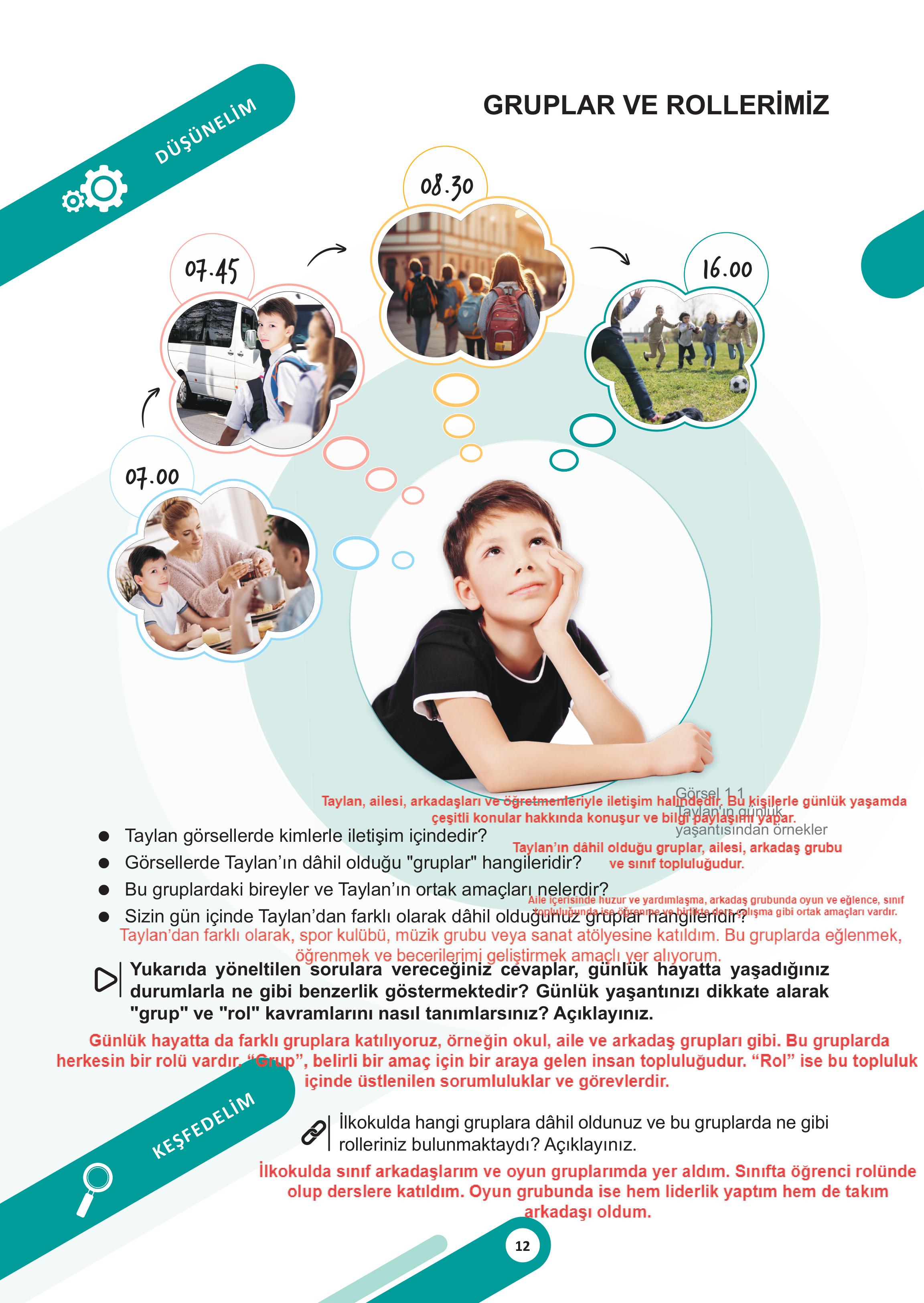 5. Sınıf Meb Yayınları Sosyal Bilgiler Ders Kitabı 1. Kitap Sayfa 12 Cevapları