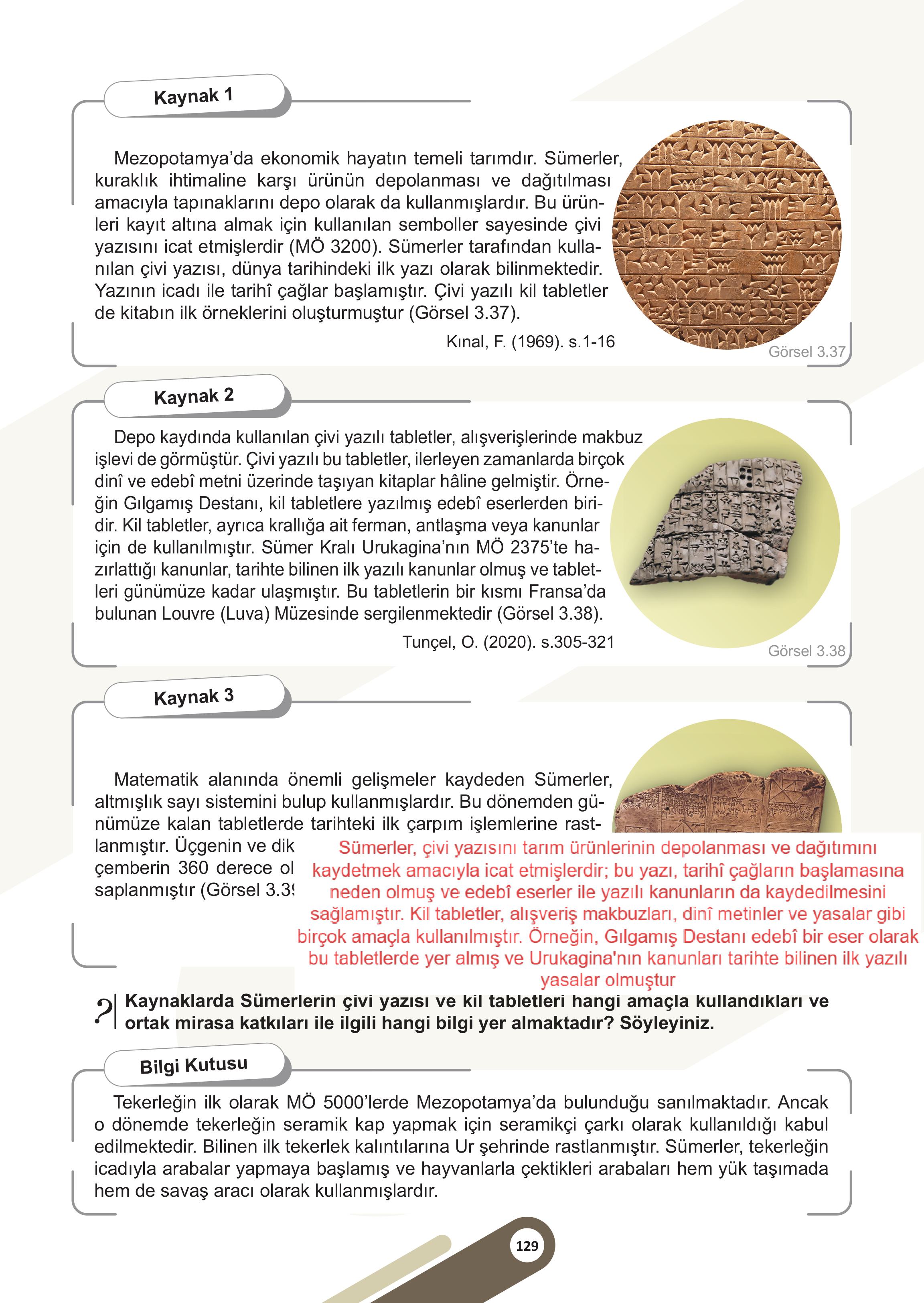 5. Sınıf Meb Yayınları Sosyal Bilgiler Ders Kitabı 1. Kitap Sayfa 129 Cevapları