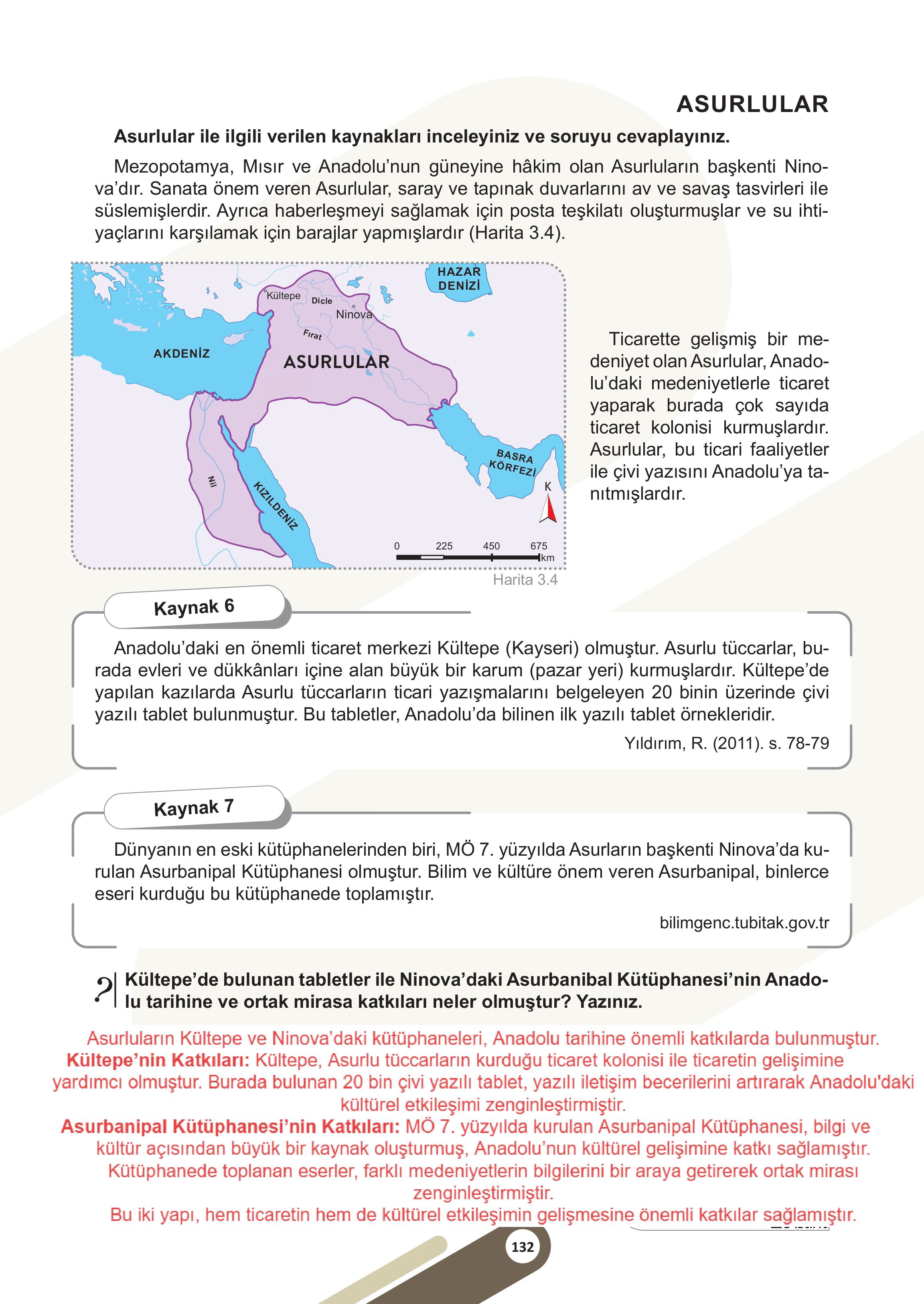 5. Sınıf Meb Yayınları Sosyal Bilgiler Ders Kitabı 1. Kitap Sayfa 132 Cevapları
