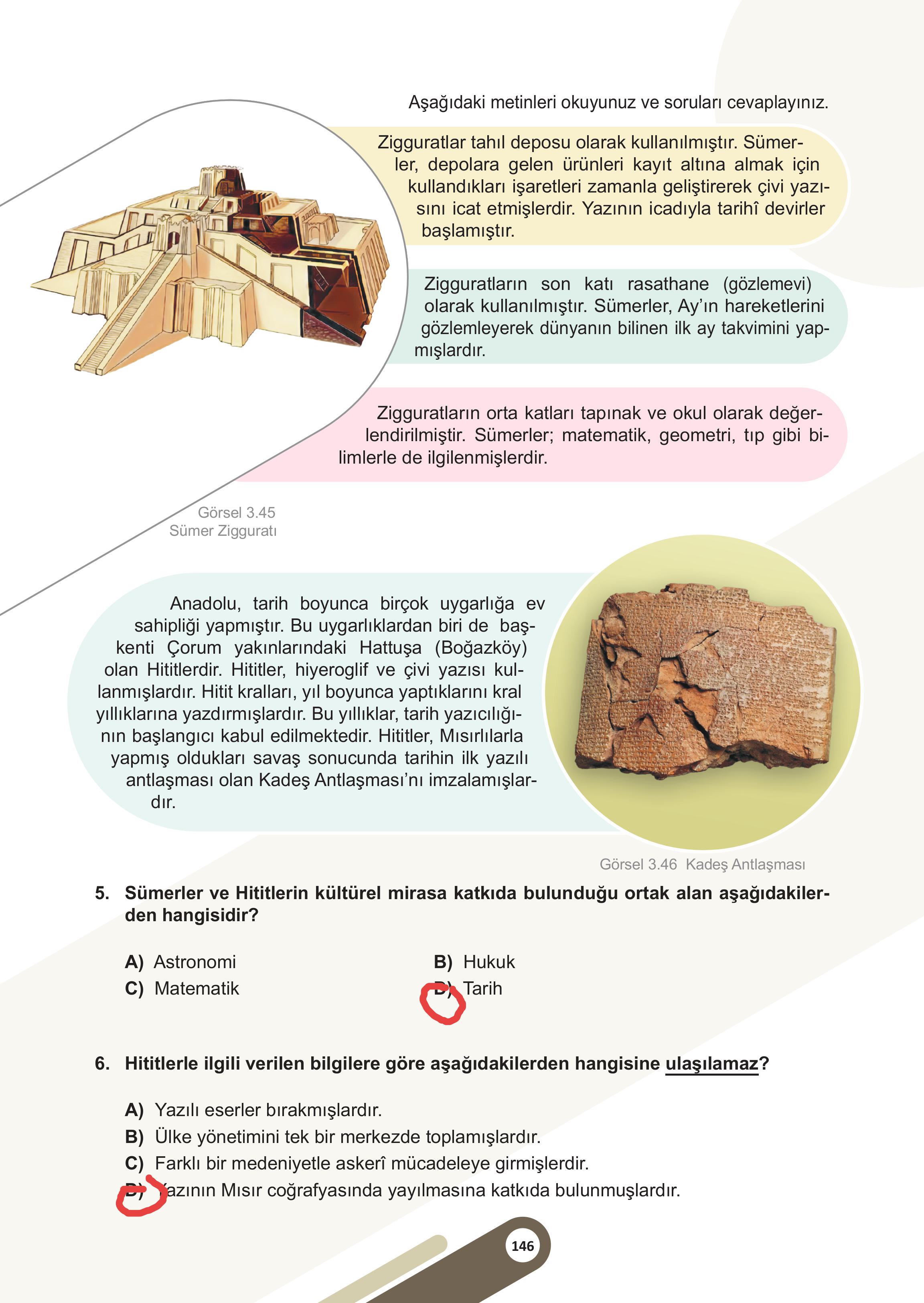 5. Sınıf Meb Yayınları Sosyal Bilgiler Ders Kitabı 1. Kitap Sayfa 146 Cevapları