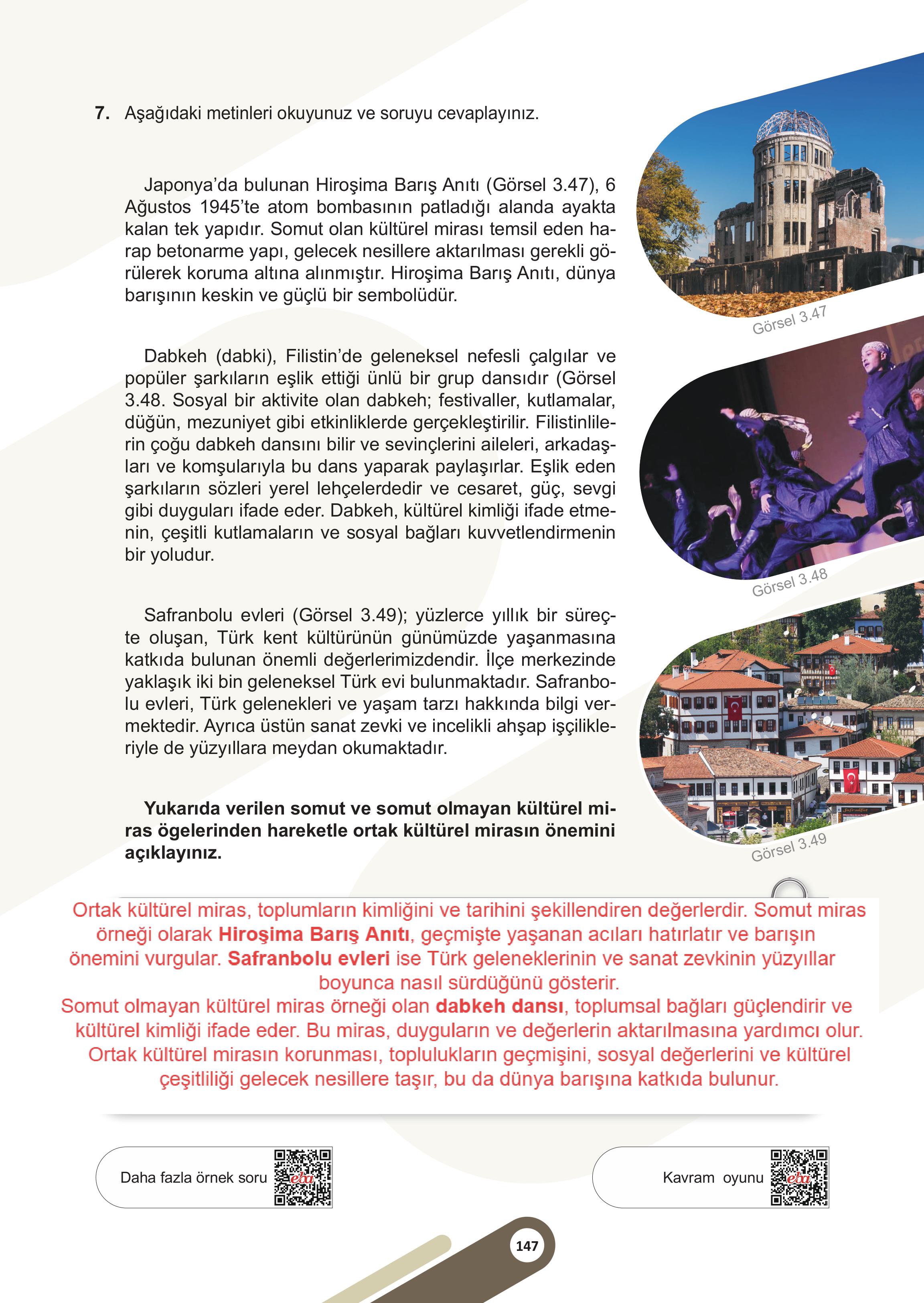 5. Sınıf Meb Yayınları Sosyal Bilgiler Ders Kitabı 1. Kitap Sayfa 147 Cevapları