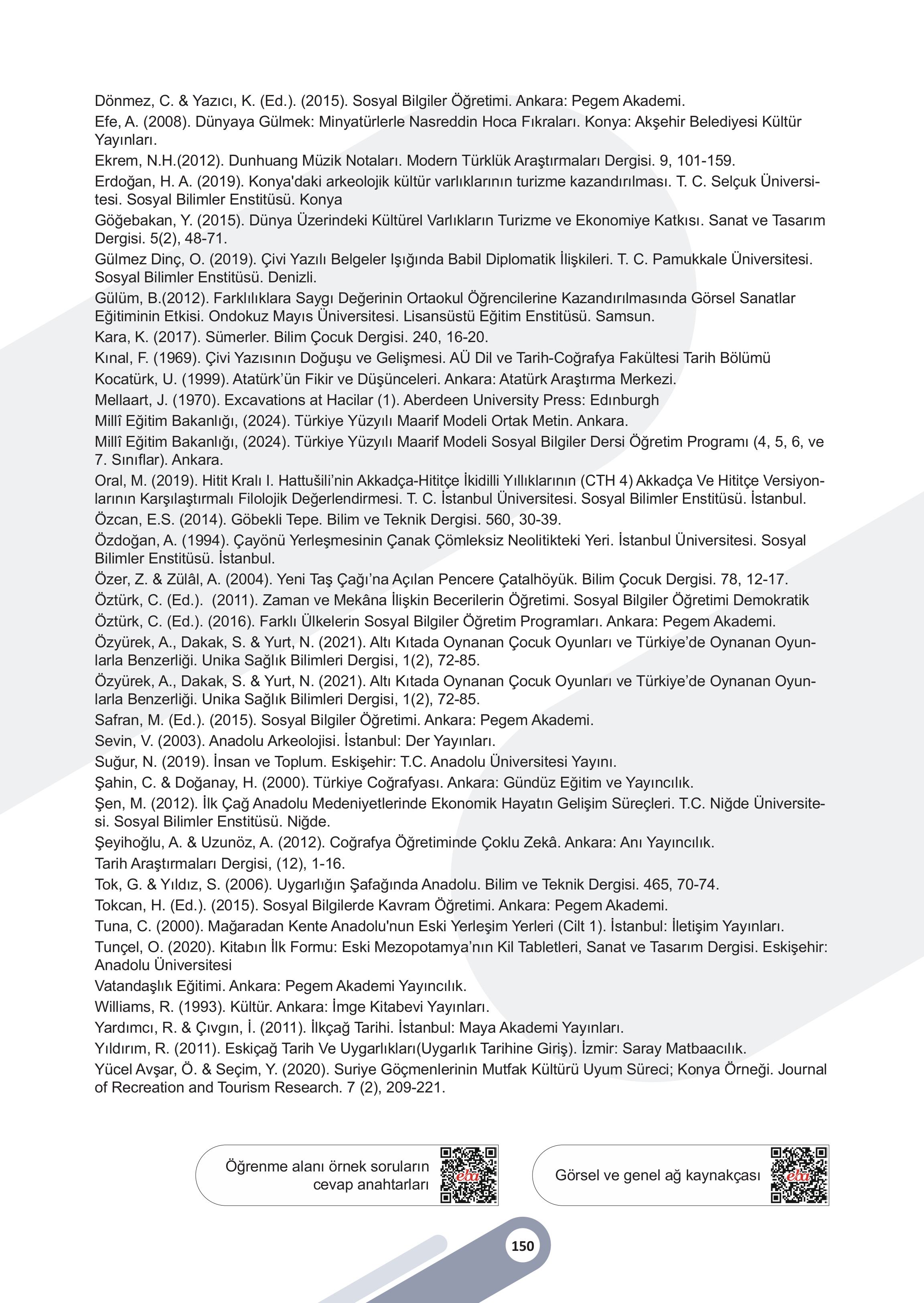 5. Sınıf Meb Yayınları Sosyal Bilgiler Ders Kitabı 1. Kitap Sayfa 150 Cevapları