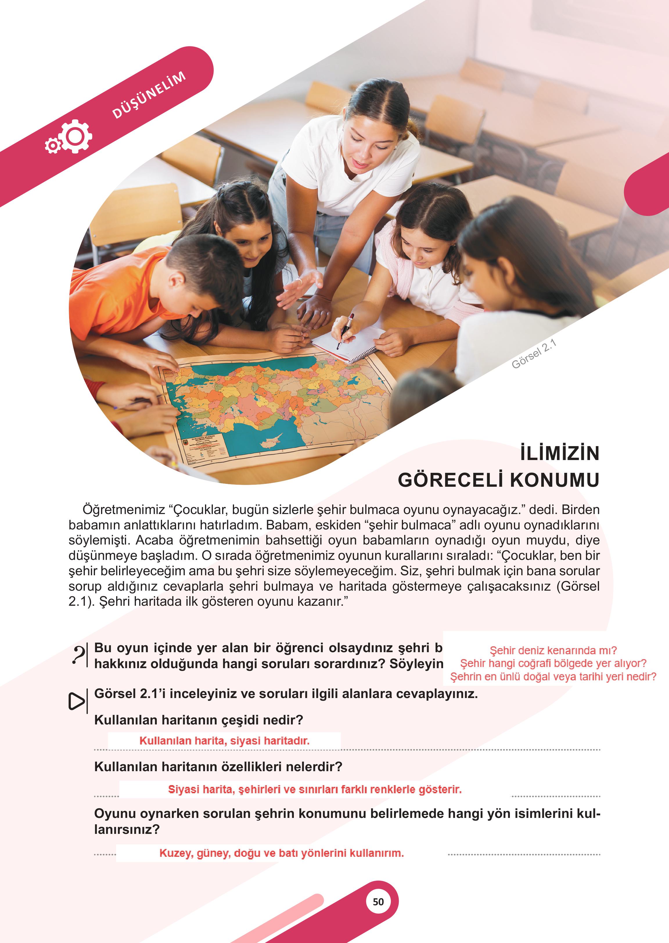 5. Sınıf Meb Yayınları Sosyal Bilgiler Ders Kitabı 1. Kitap Sayfa 50 Cevapları