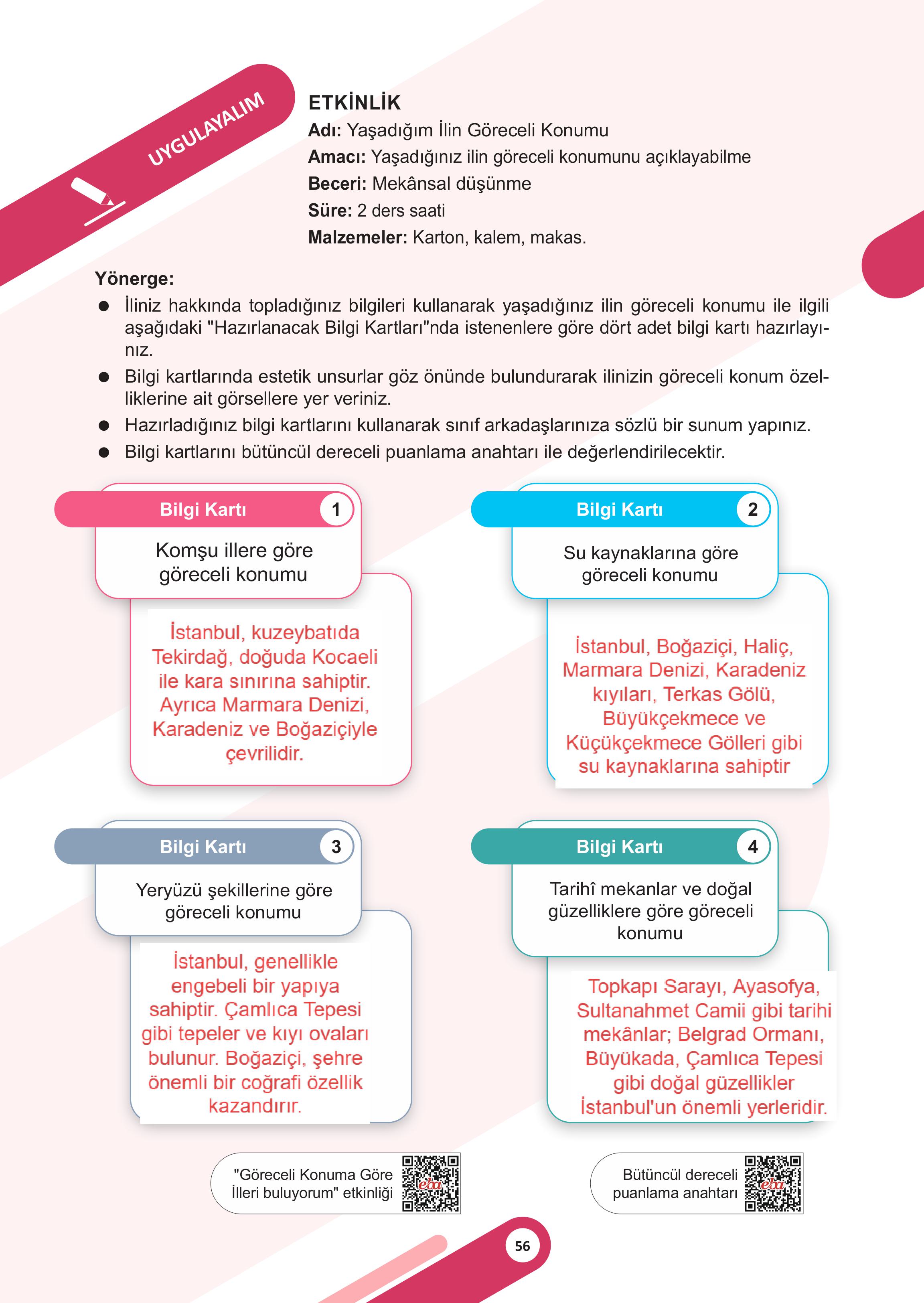 5. Sınıf Meb Yayınları Sosyal Bilgiler Ders Kitabı 1. Kitap Sayfa 56 Cevapları