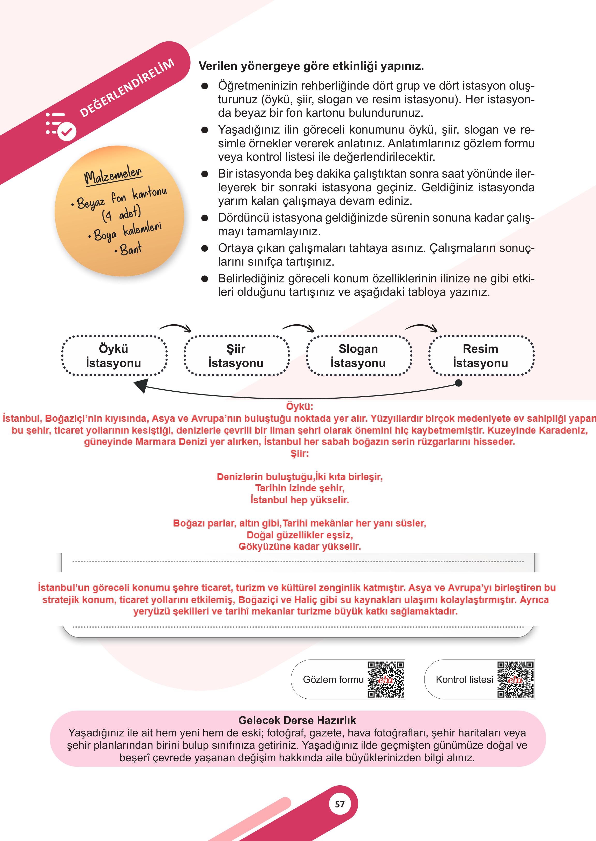 5. Sınıf Meb Yayınları Sosyal Bilgiler Ders Kitabı 1. Kitap Sayfa 57 Cevapları