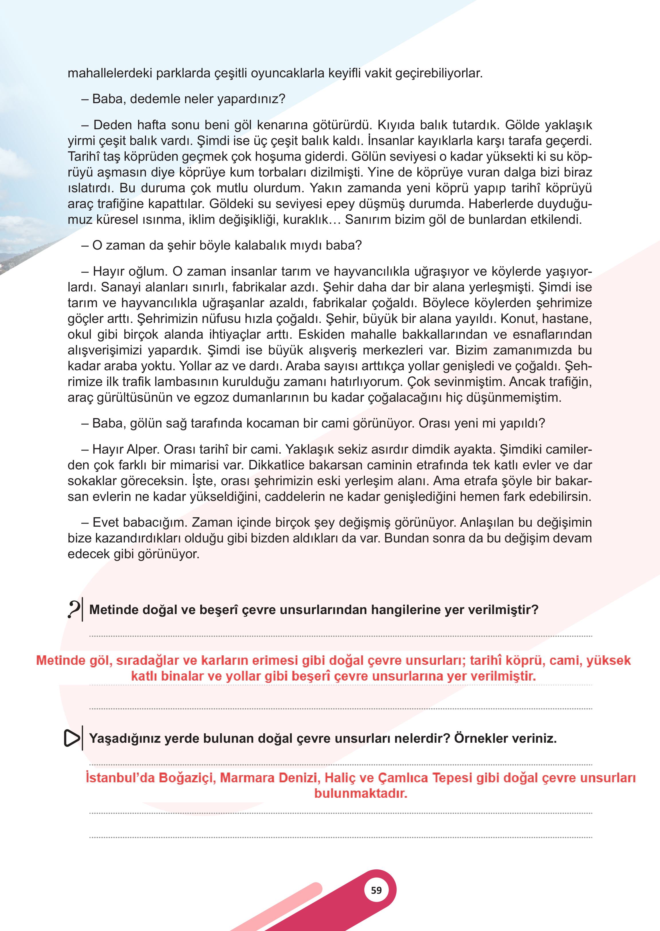 5. Sınıf Meb Yayınları Sosyal Bilgiler Ders Kitabı 1. Kitap Sayfa 59 Cevapları