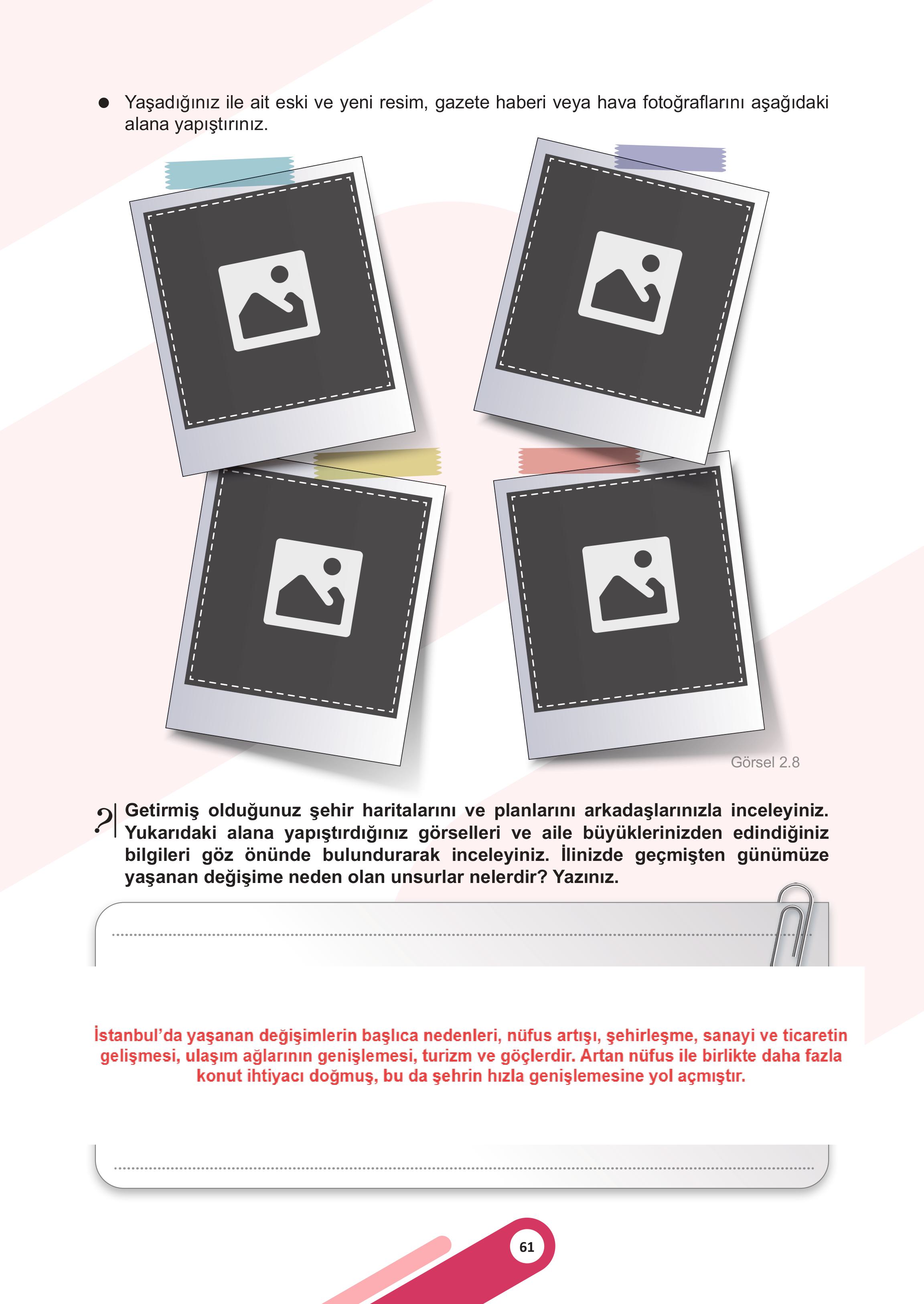 5. Sınıf Meb Yayınları Sosyal Bilgiler Ders Kitabı 1. Kitap Sayfa 61 Cevapları