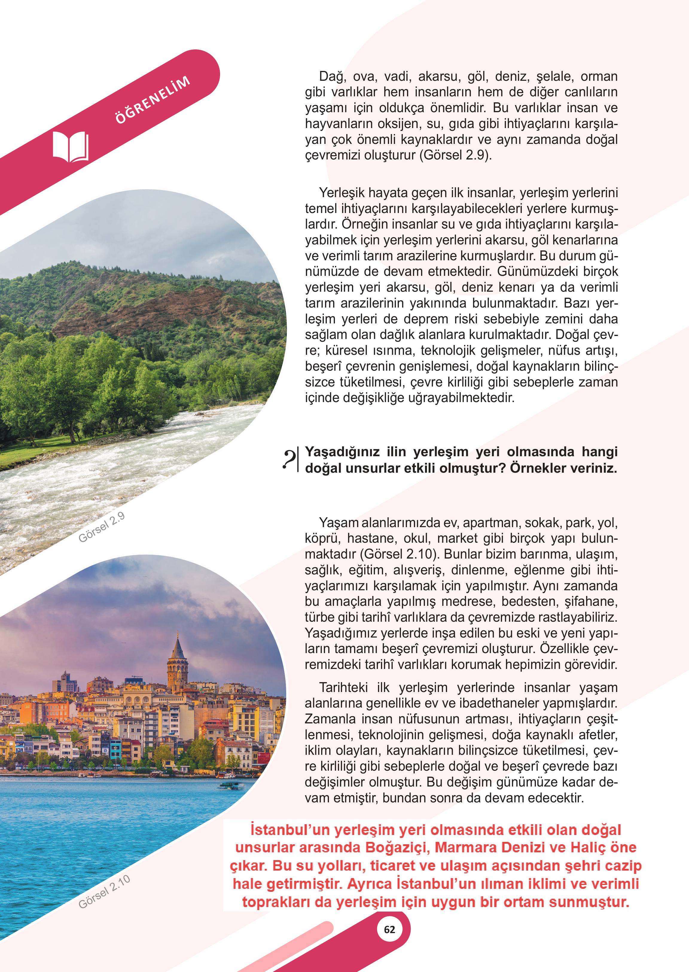 5. Sınıf Meb Yayınları Sosyal Bilgiler Ders Kitabı 1. Kitap Sayfa 62 Cevapları