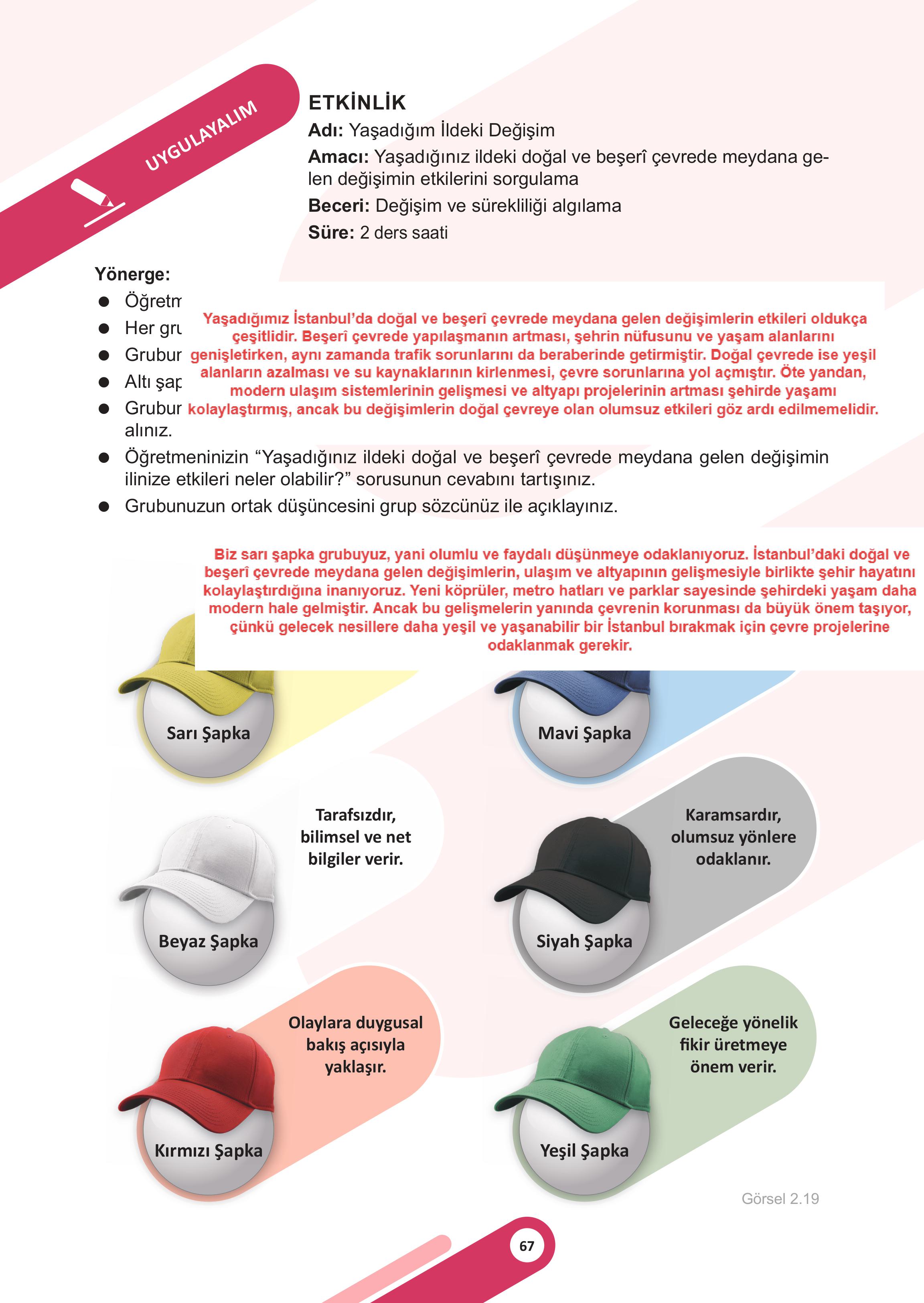 5. Sınıf Meb Yayınları Sosyal Bilgiler Ders Kitabı 1. Kitap Sayfa 67 Cevapları