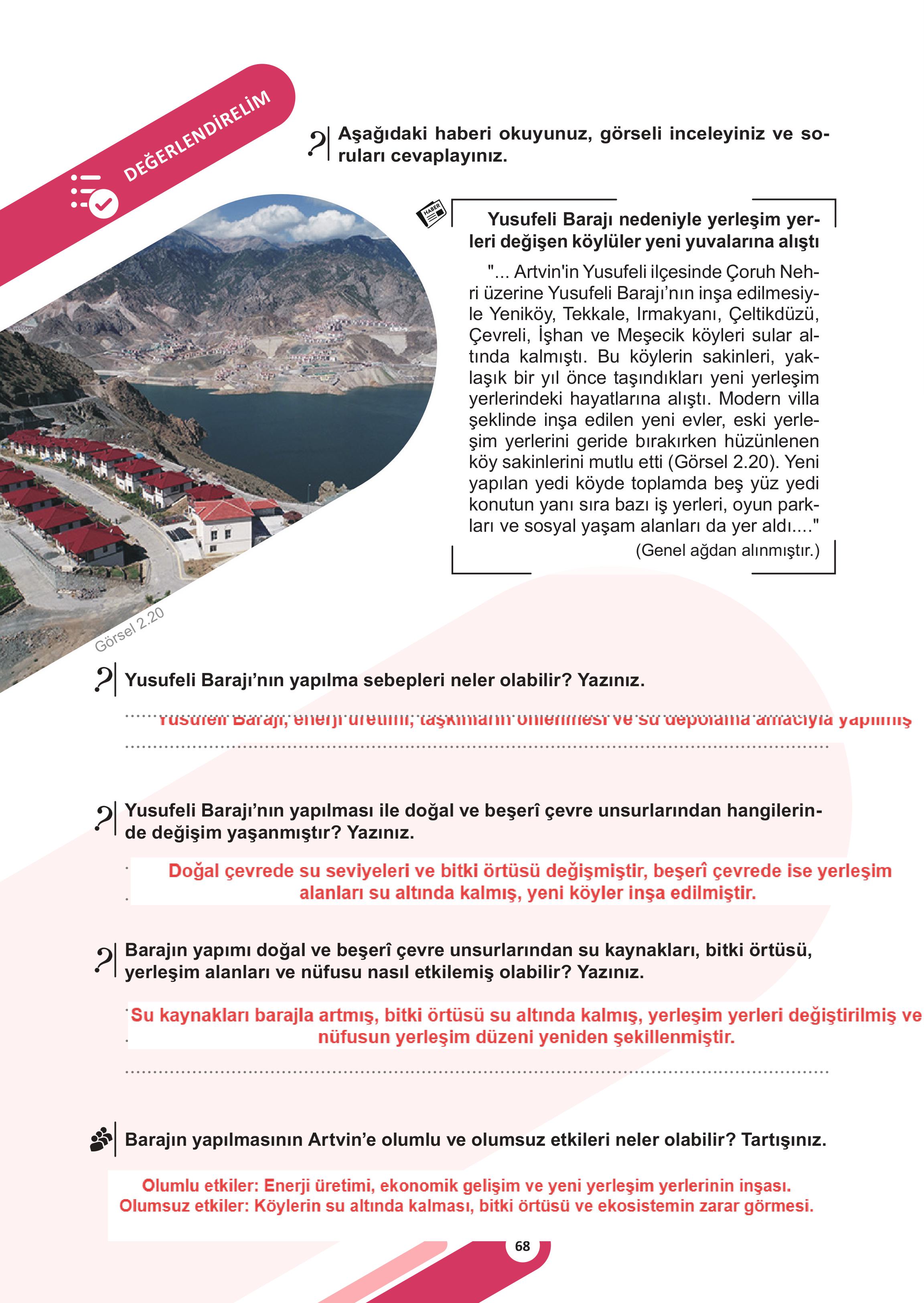 5. Sınıf Meb Yayınları Sosyal Bilgiler Ders Kitabı 1. Kitap Sayfa 68 Cevapları