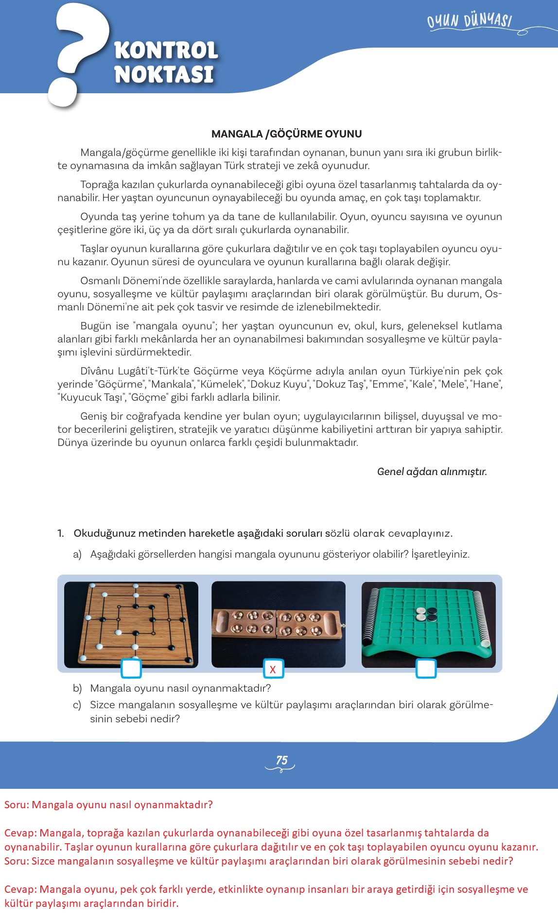 5. Sınıf Meb Yayınları Türkçe Ders Kitabı 1. Kitap Sayfa 75 Cevapları