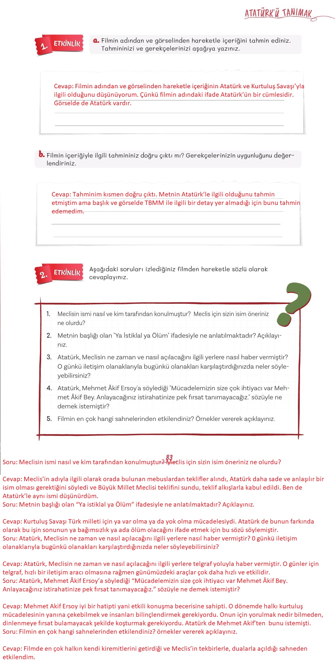 5. Sınıf Meb Yayınları Türkçe Ders Kitabı 1. Kitap Sayfa 83 Cevapları 5. Sınıf Meb Yayınları Türkçe Ders Kitabı 1. Kitap Sayfa 83 Cevapları