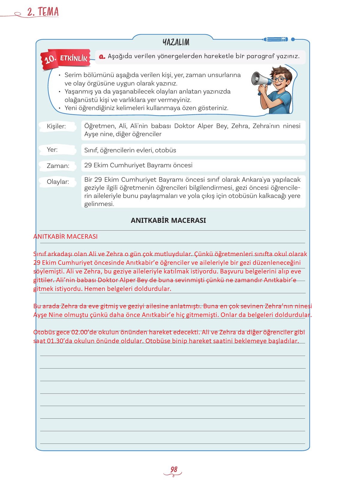 5. Sınıf Meb Yayınları Türkçe Ders Kitabı 1. Kitap Sayfa 98 Cevapları 5. Sınıf Meb Yayınları Türkçe Ders Kitabı 1. Kitap Sayfa 98 Cevapları