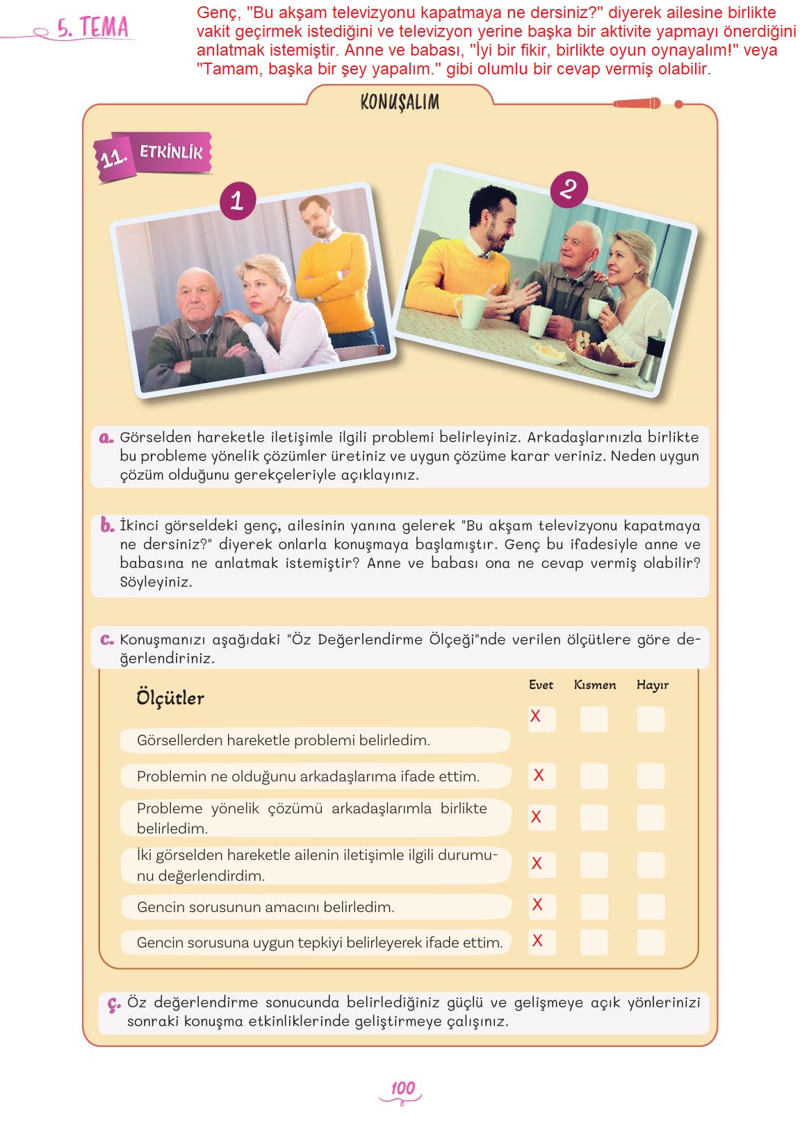 5. Sınıf Meb Yayınları Türkçe Ders Kitabı 2. Kitap Sayfa 100 Cevapları