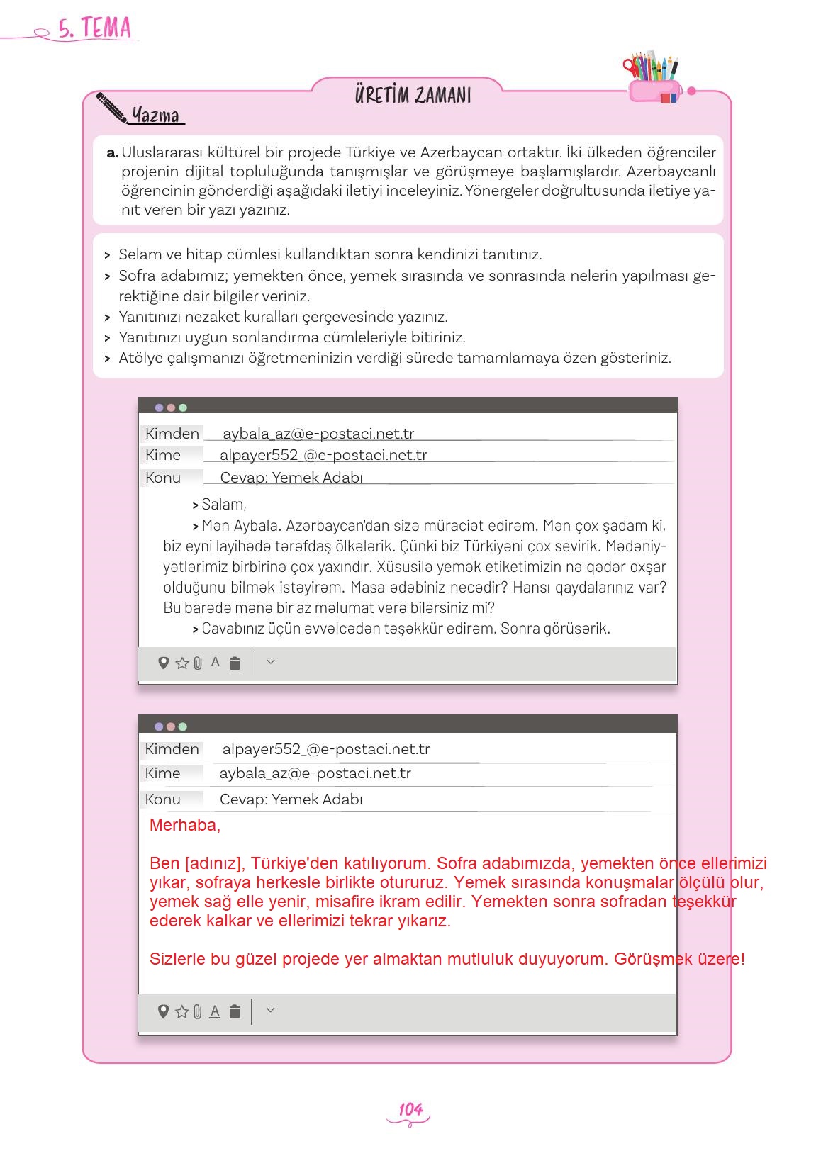 5. Sınıf Meb Yayınları Türkçe Ders Kitabı 2. Kitap Sayfa 104 Cevapları