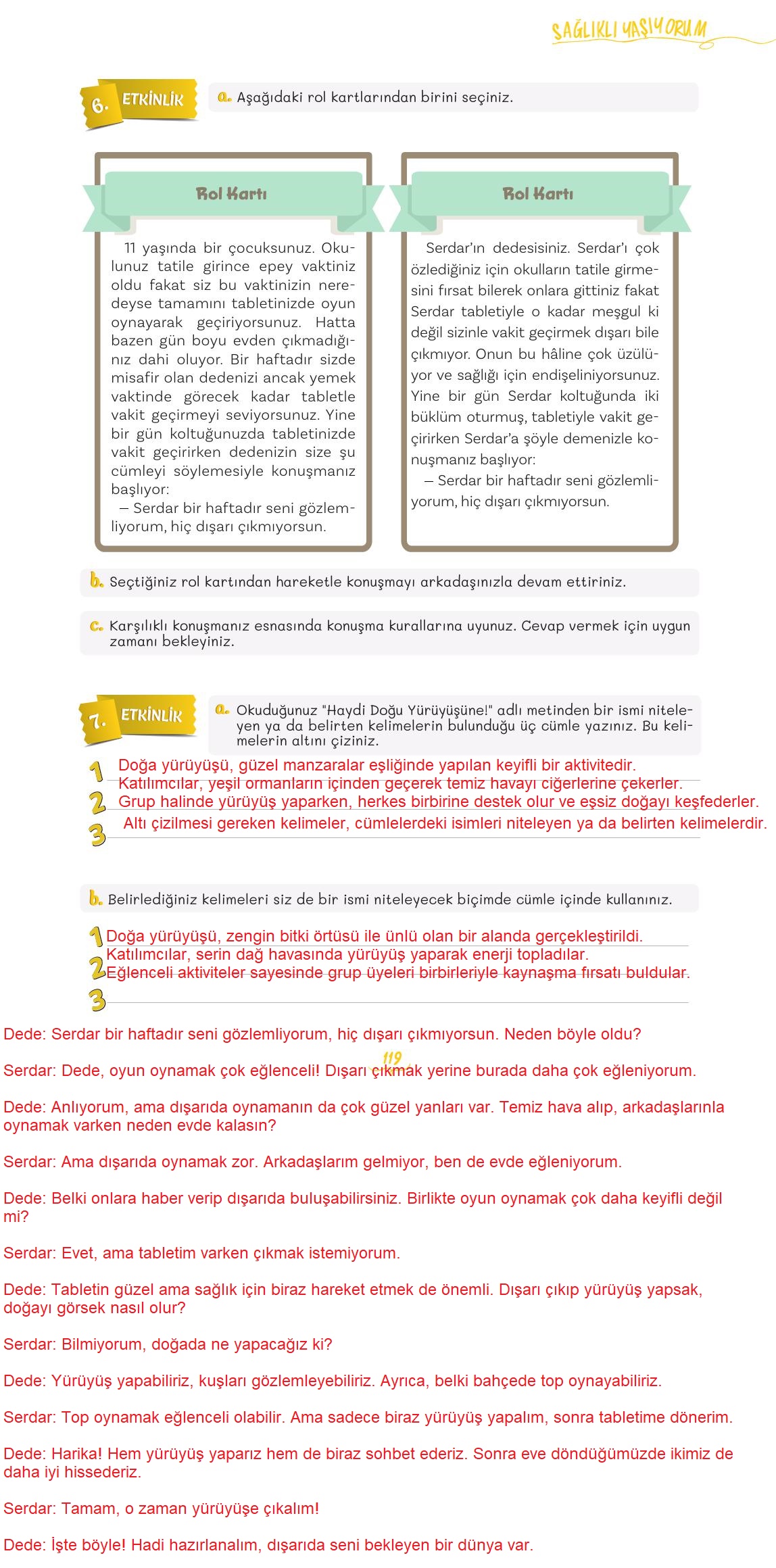 5. Sınıf Meb Yayınları Türkçe Ders Kitabı 2. Kitap Sayfa 119 Cevapları