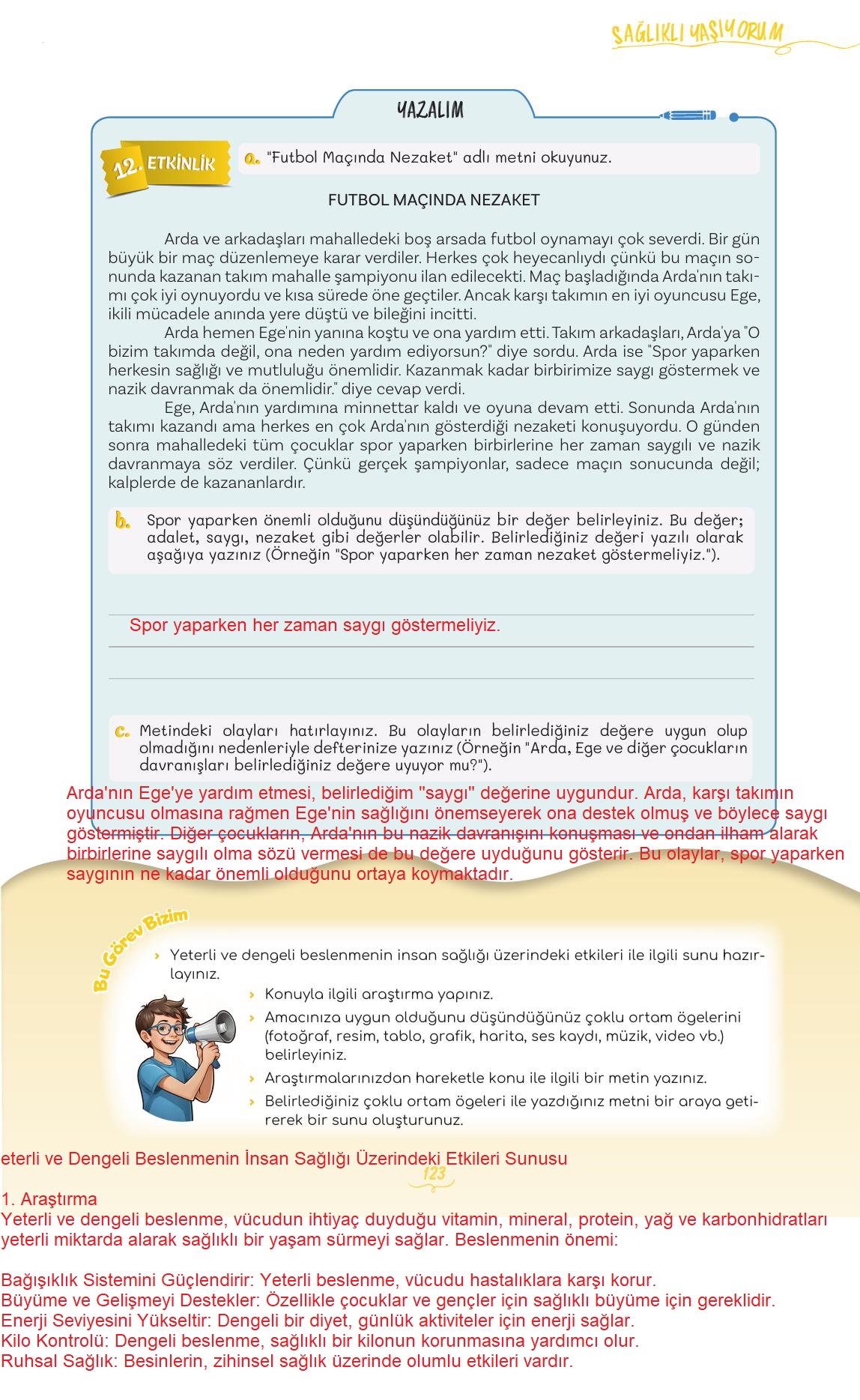 5. Sınıf Meb Yayınları Türkçe Ders Kitabı 2. Kitap Sayfa 123 Cevapları