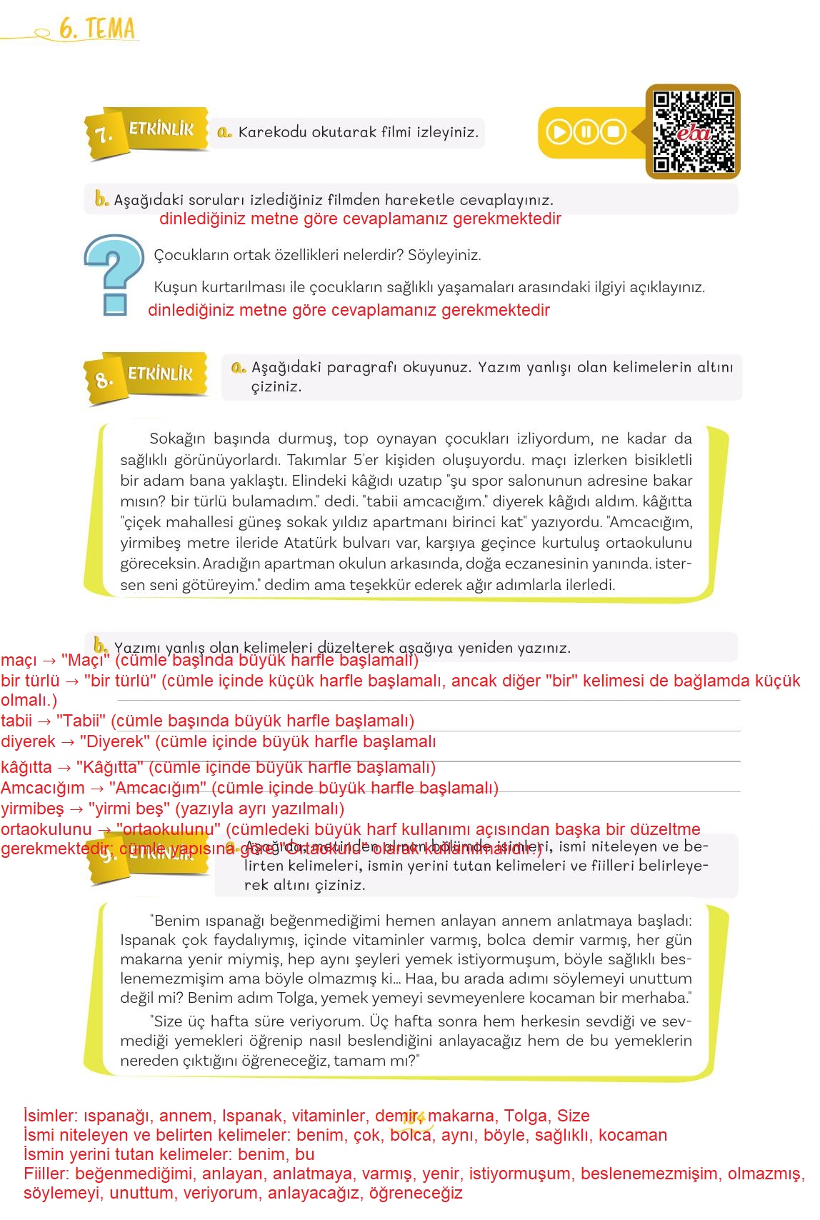 5. Sınıf Meb Yayınları Türkçe Ders Kitabı 2. Kitap Sayfa 134 Cevapları