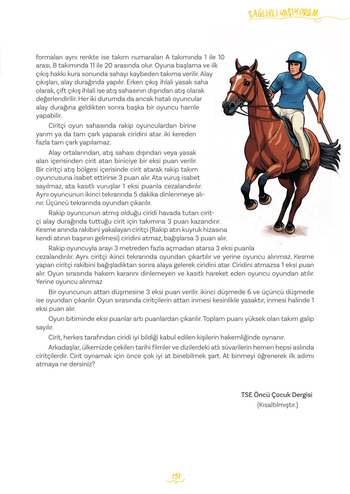 5. Sınıf Meb Yayınları Türkçe Ders Kitabı 2. Kitap Sayfa 151 Cevapları