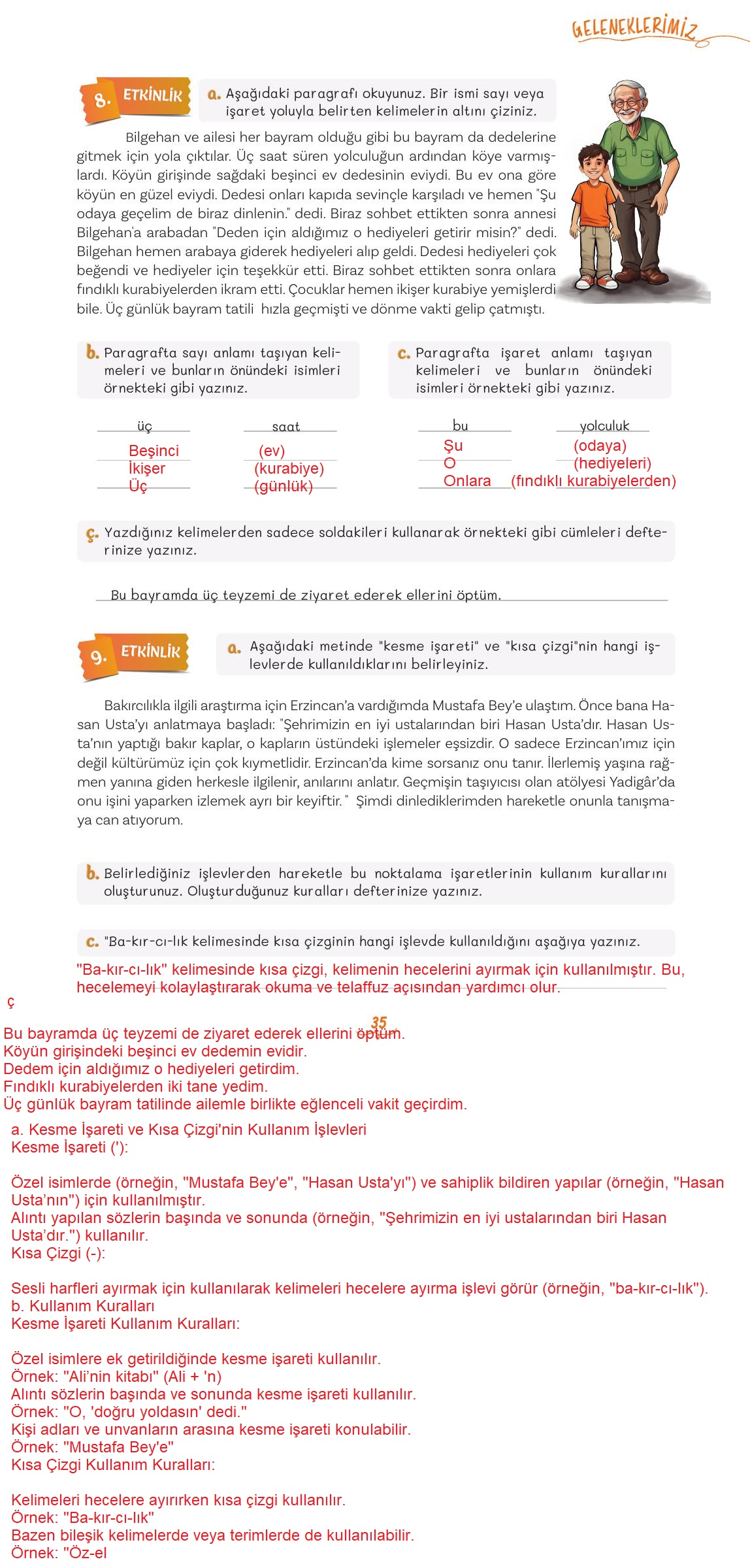 5. Sınıf Meb Yayınları Türkçe Ders Kitabı 2. Kitap Sayfa 35 Cevapları
