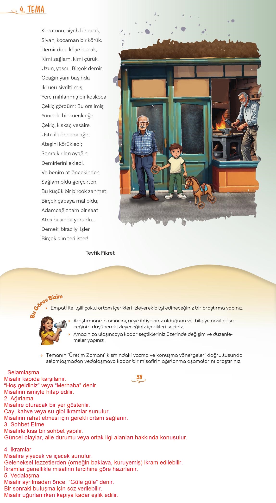 5. Sınıf Meb Yayınları Türkçe Ders Kitabı 2. Kitap Sayfa 58 Cevapları