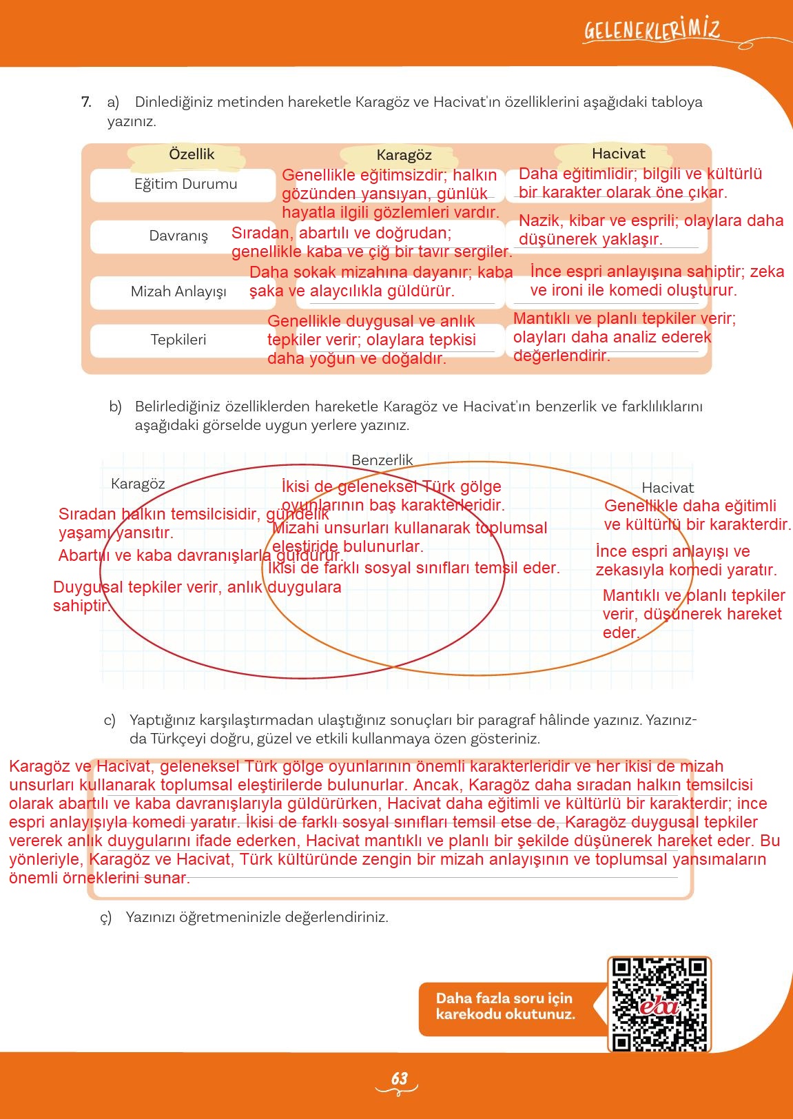 5. Sınıf Meb Yayınları Türkçe Ders Kitabı 2. Kitap Sayfa 63 Cevapları