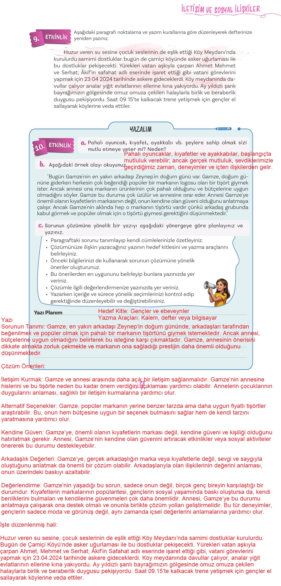 5. Sınıf Meb Yayınları Türkçe Ders Kitabı 2. Kitap Sayfa 73 Cevapları