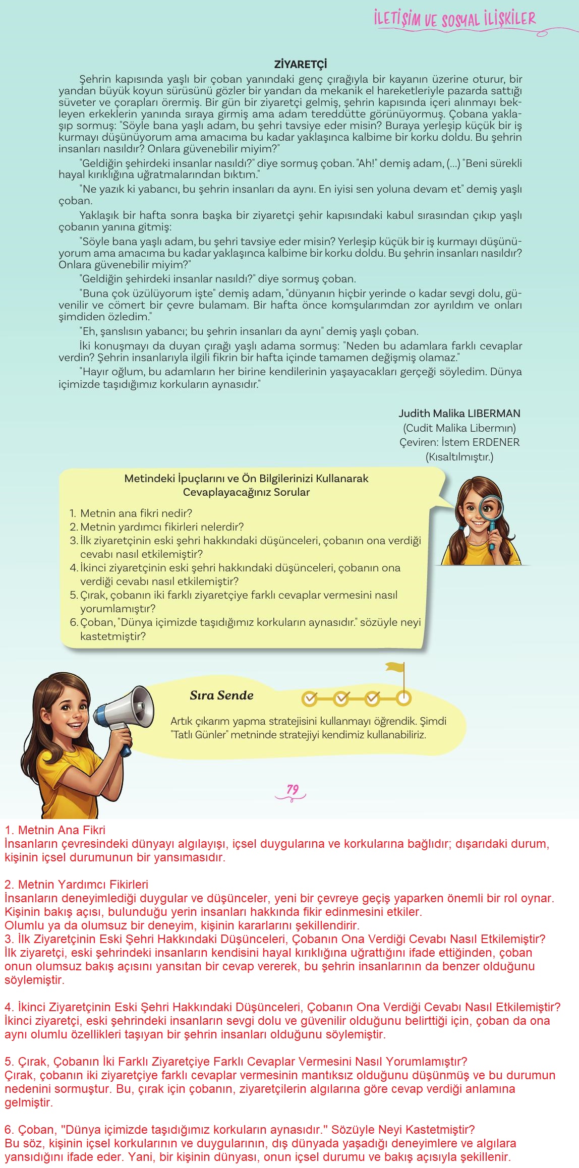 5. Sınıf Meb Yayınları Türkçe Ders Kitabı 2. Kitap Sayfa 79 Cevapları