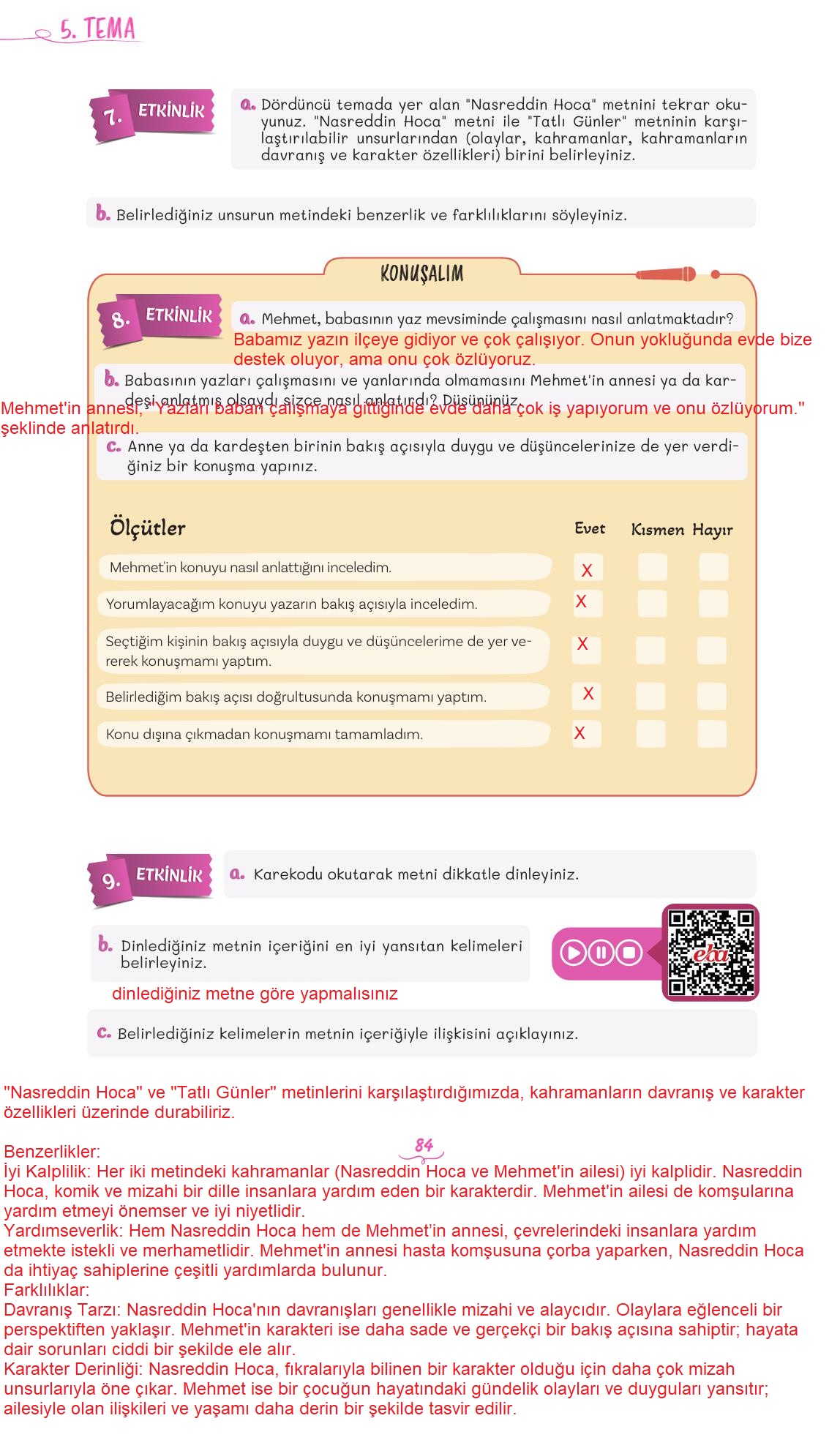 5. Sınıf Meb Yayınları Türkçe Ders Kitabı 2. Kitap Sayfa 84 Cevapları 5. Sınıf Meb Yayınları Türkçe Ders Kitabı 2. Kitap Sayfa 84 Cevapları