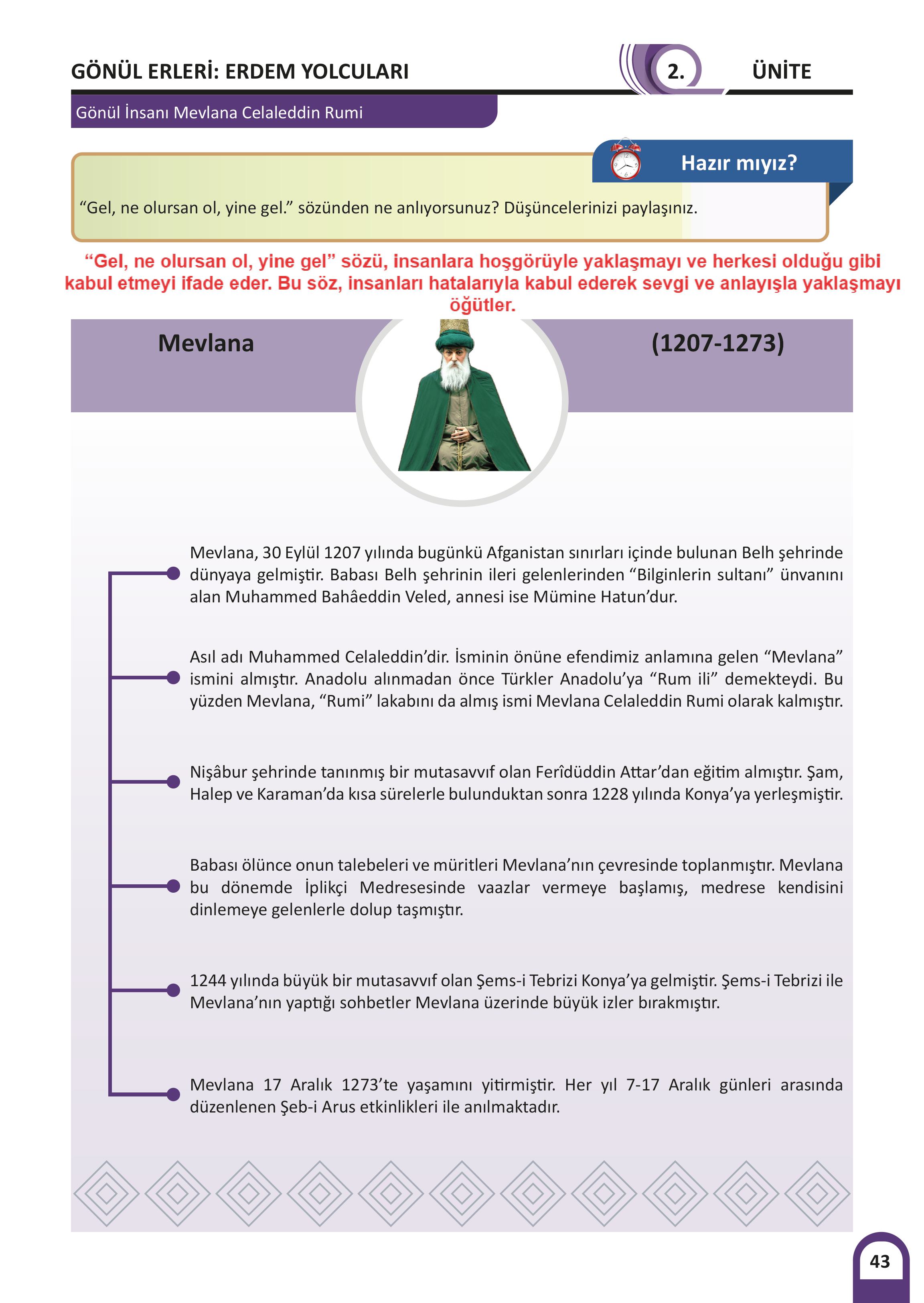 6. Sınıf Meb Yayınları Kültür Ve Medeniyetimize Yön Verenler Ders Kitabı 1. Kitap Sayfa 44 Cevapları