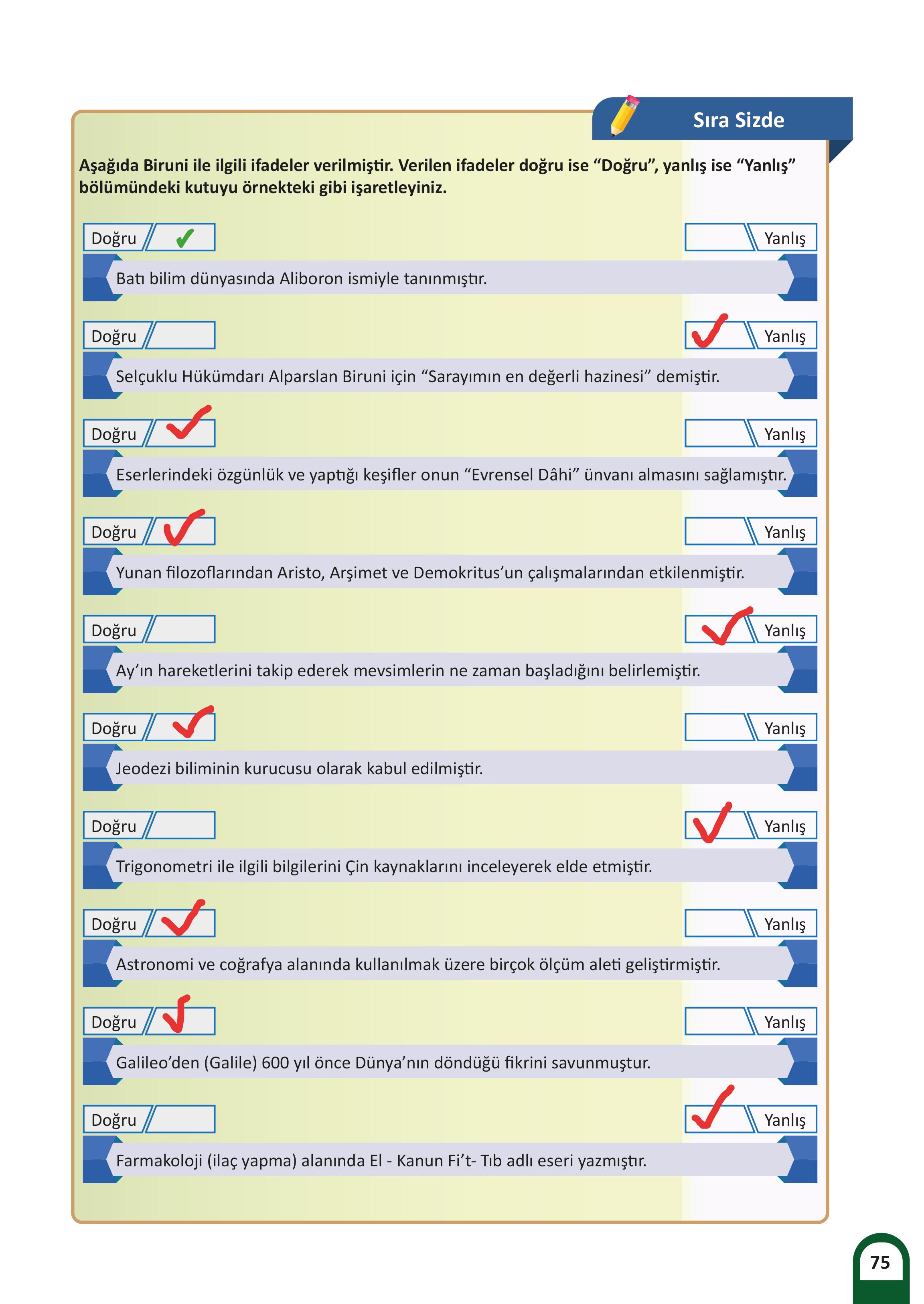 6. Sınıf Meb Yayınları Kültür Ve Medeniyetimize Yön Verenler Ders Kitabı 1. Kitap Sayfa 76 Cevapları
