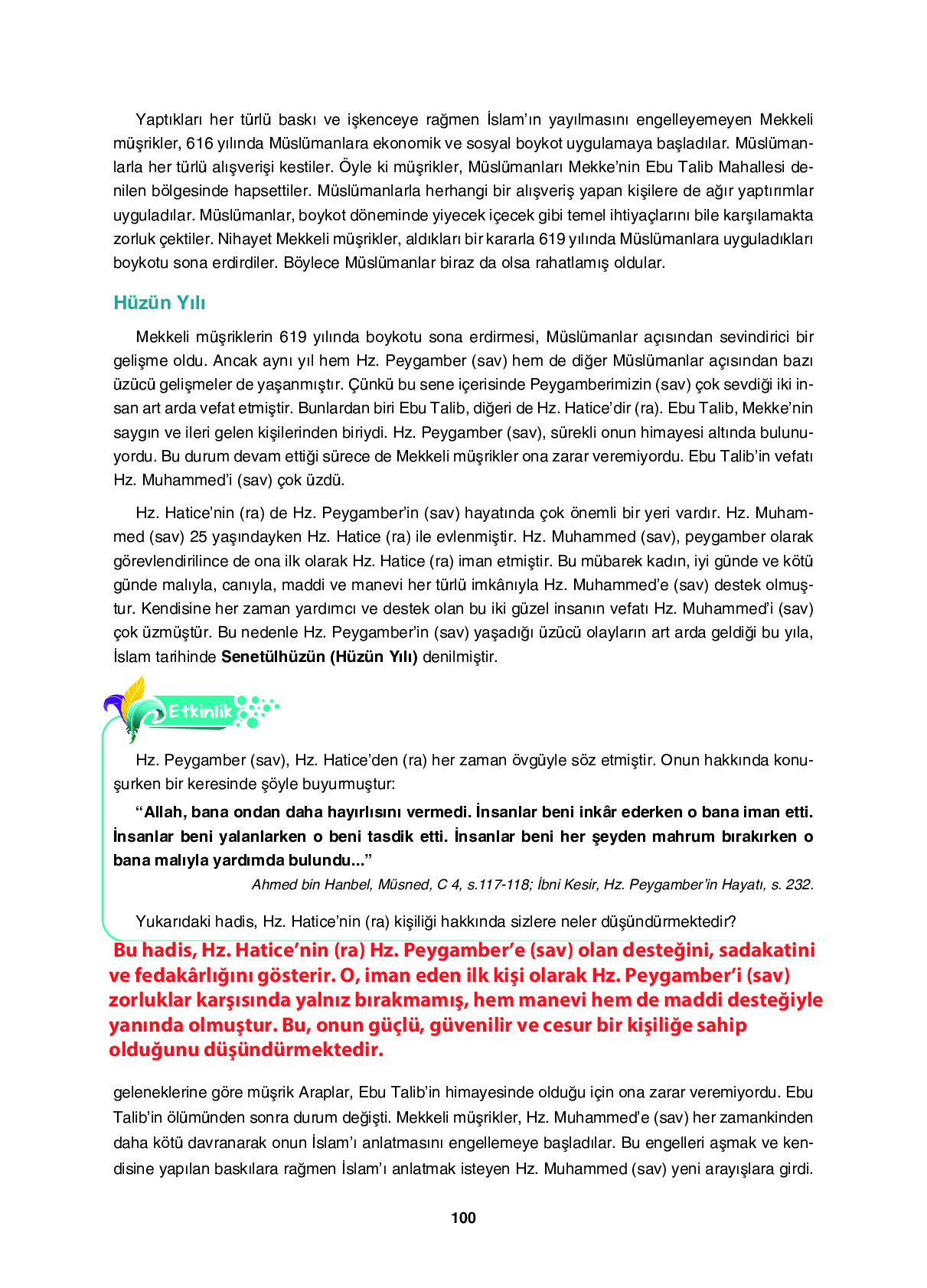 6. Sınıf Sdr İpekyolu Yayıncılık Din Kültürü Ve Ahlak Bilgisi Ders Kitabı Sayfa 100 Cevapları