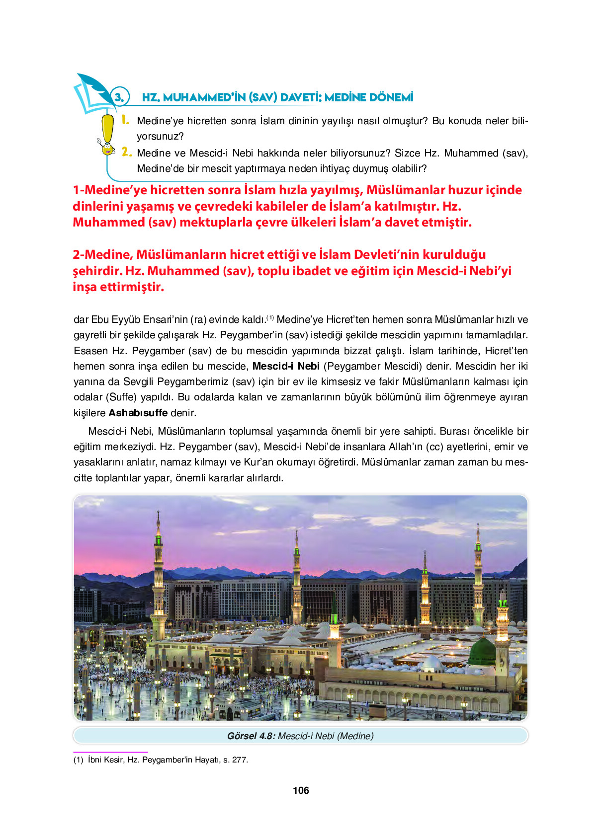 6. Sınıf Sdr İpekyolu Yayıncılık Din Kültürü Ve Ahlak Bilgisi Ders Kitabı Sayfa 106 Cevapları