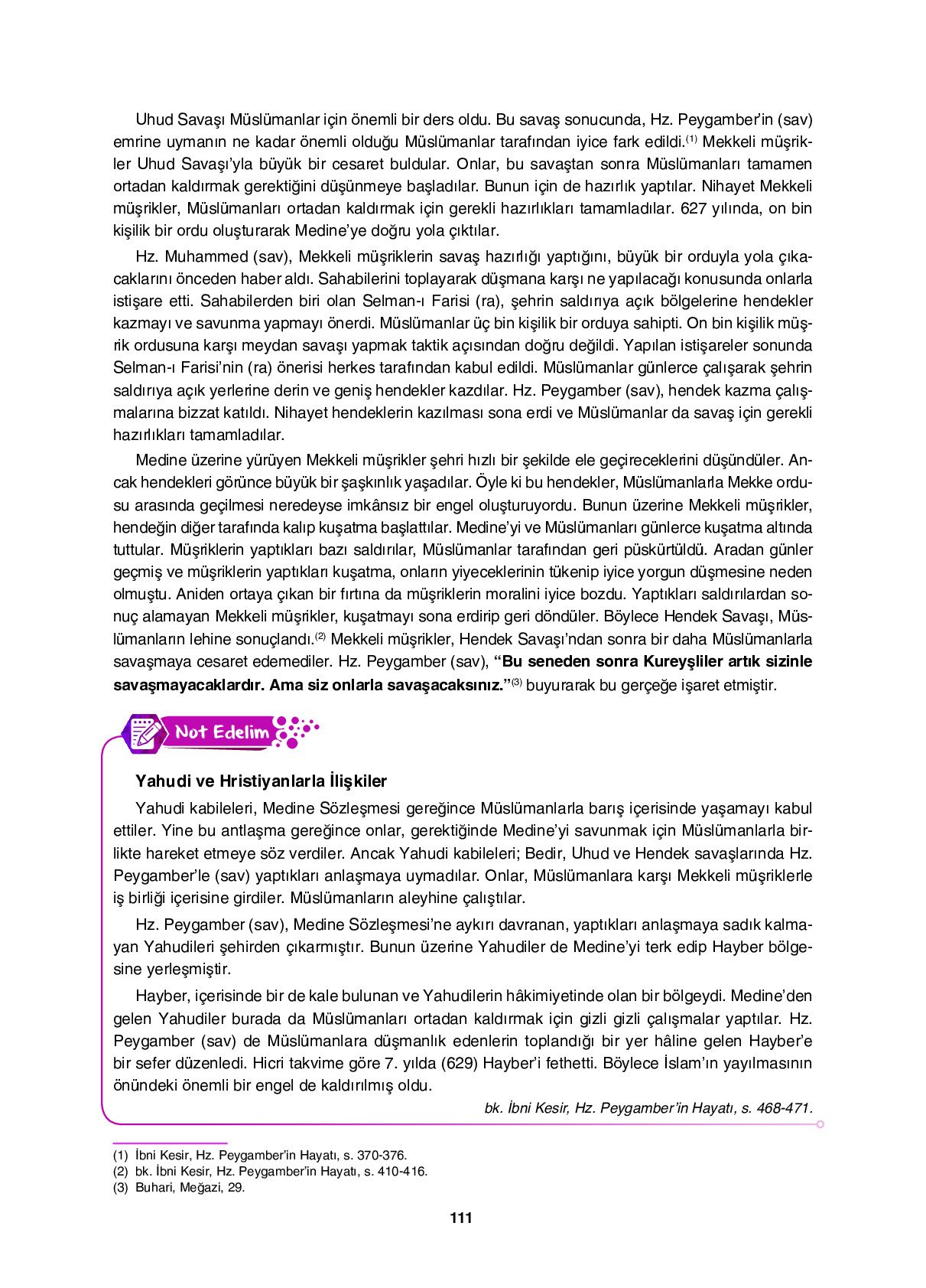 6. Sınıf Sdr İpekyolu Yayıncılık Din Kültürü Ve Ahlak Bilgisi Ders Kitabı Sayfa 111 Cevapları