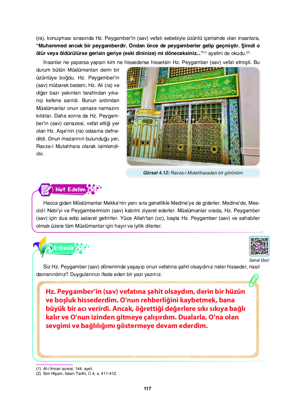 6. Sınıf Sdr İpekyolu Yayıncılık Din Kültürü Ve Ahlak Bilgisi Ders Kitabı Sayfa 117 Cevapları