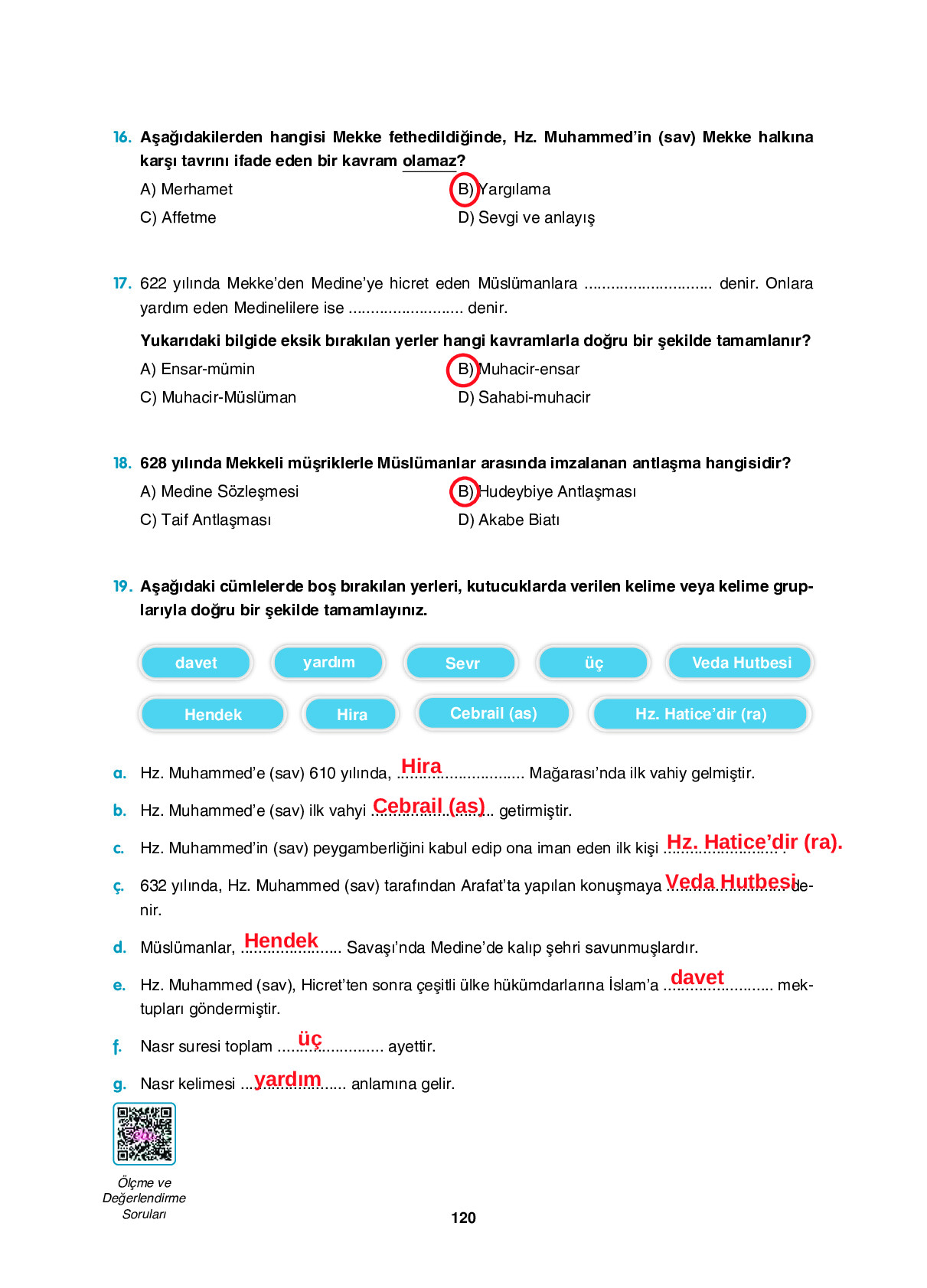 6. Sınıf Sdr İpekyolu Yayıncılık Din Kültürü Ve Ahlak Bilgisi Ders Kitabı Sayfa 120 Cevapları