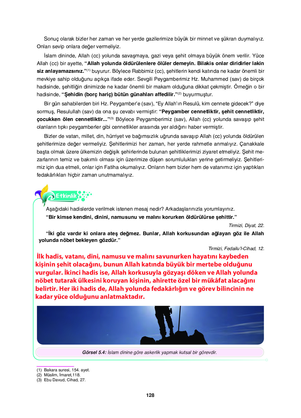 6. Sınıf Sdr İpekyolu Yayıncılık Din Kültürü Ve Ahlak Bilgisi Ders Kitabı Sayfa 128 Cevapları