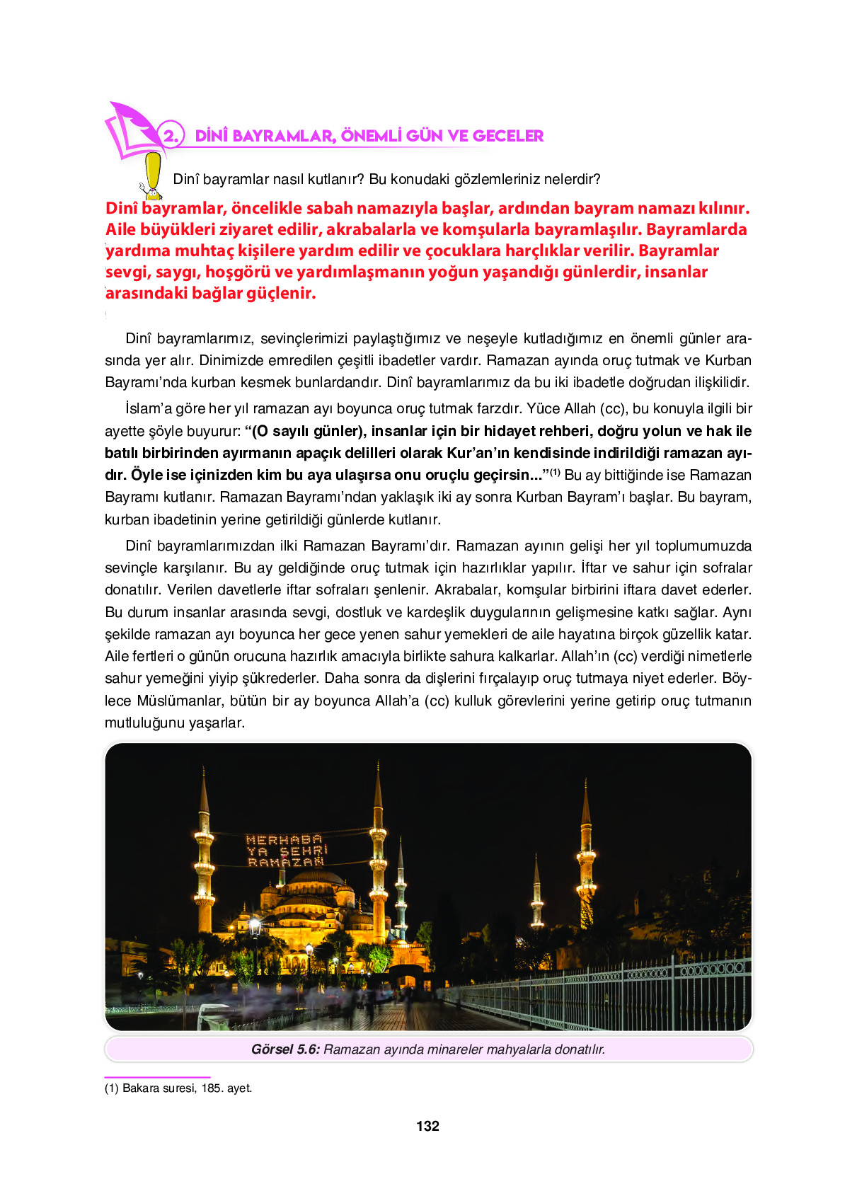 6. Sınıf Sdr İpekyolu Yayıncılık Din Kültürü Ve Ahlak Bilgisi Ders Kitabı Sayfa 132 Cevapları