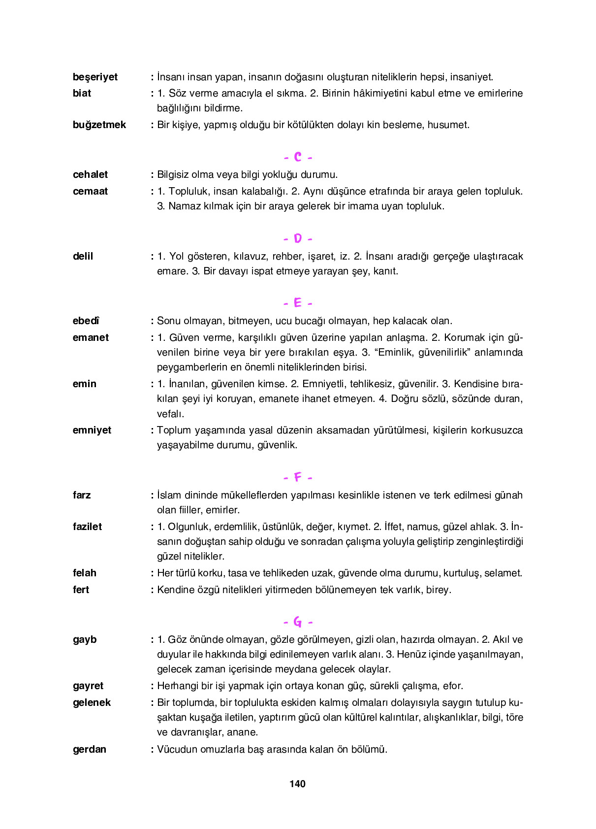 6. Sınıf Sdr İpekyolu Yayıncılık Din Kültürü Ve Ahlak Bilgisi Ders Kitabı Sayfa 140 Cevapları