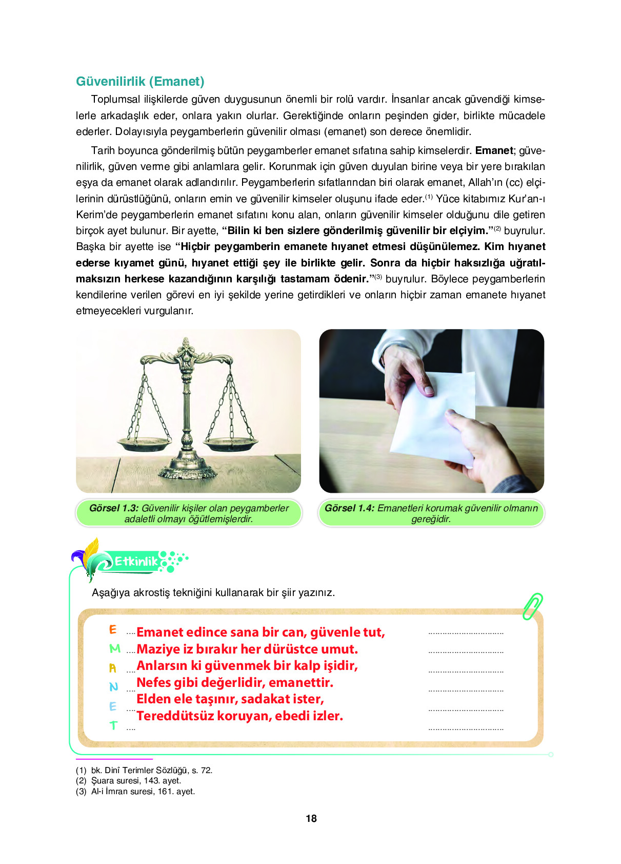 6. Sınıf Sdr İpekyolu Yayıncılık Din Kültürü Ve Ahlak Bilgisi Ders Kitabı Sayfa 18 Cevapları