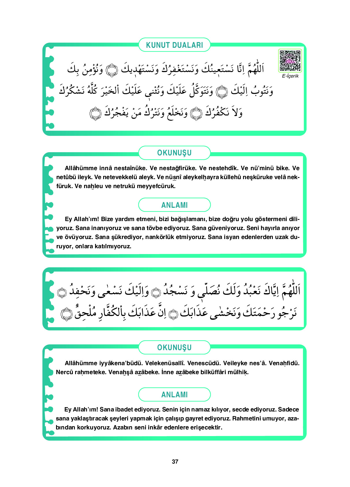6. Sınıf Sdr İpekyolu Yayıncılık Din Kültürü Ve Ahlak Bilgisi Ders Kitabı Sayfa 37 Cevapları