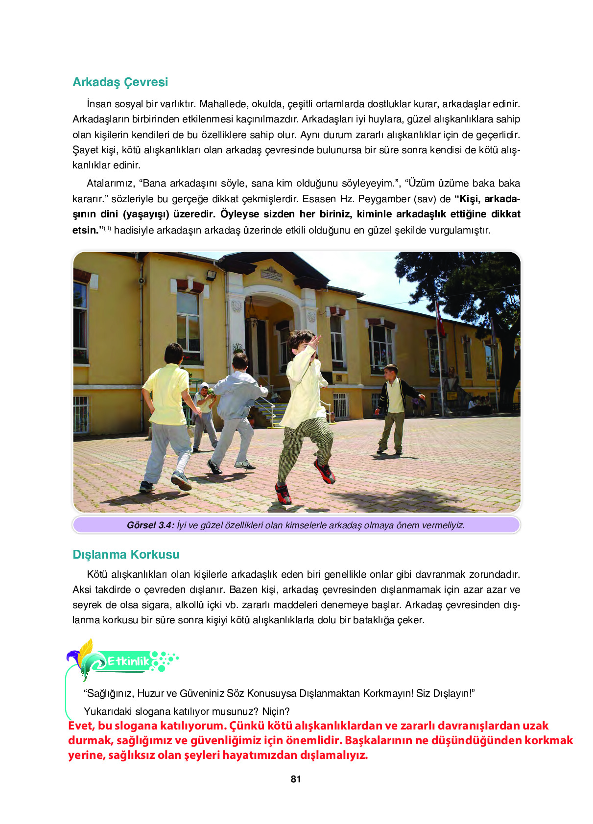 6. Sınıf Sdr İpekyolu Yayıncılık Din Kültürü Ve Ahlak Bilgisi Ders Kitabı Sayfa 81 Cevapları