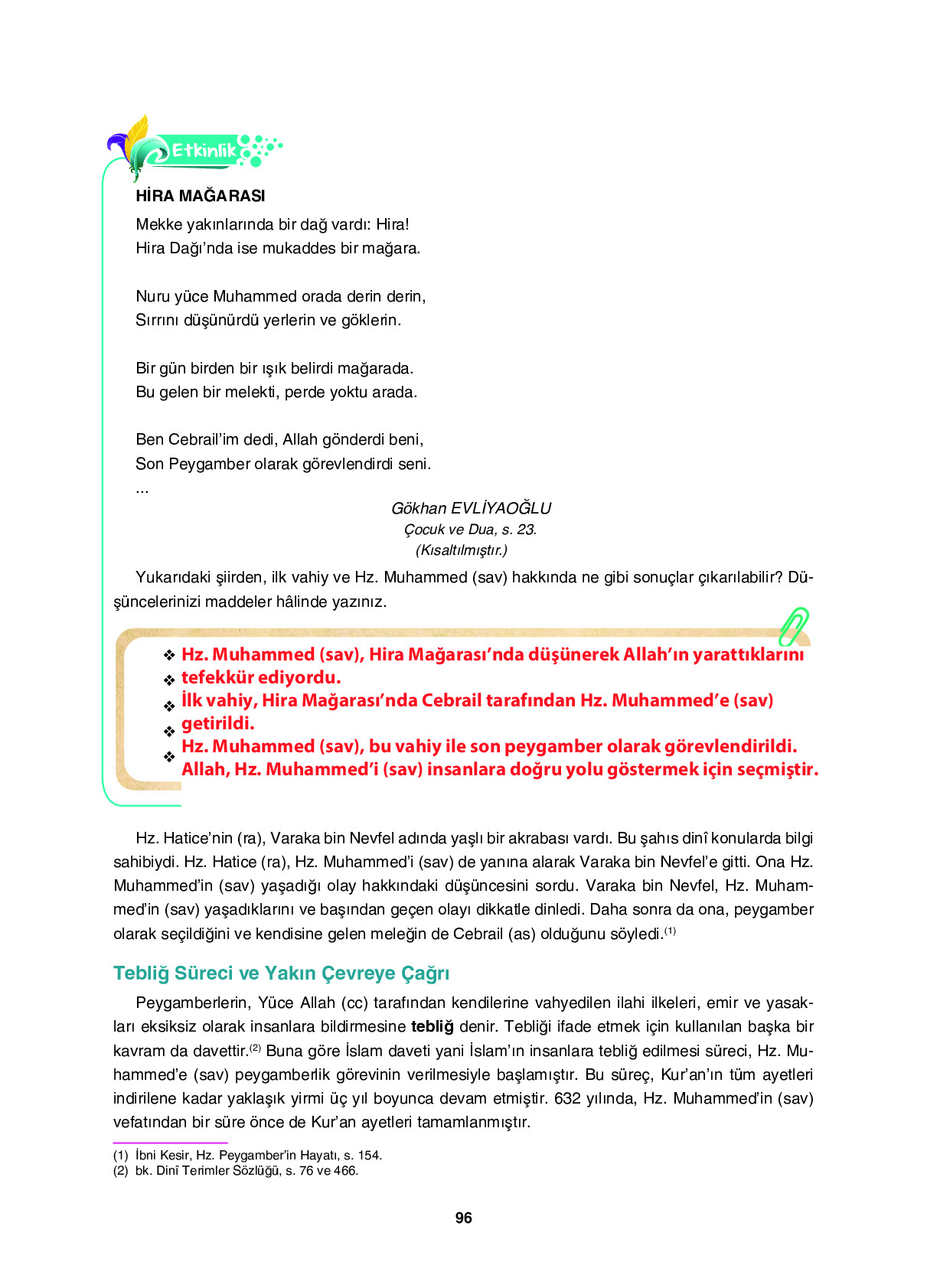 6. Sınıf Sdr İpekyolu Yayıncılık Din Kültürü Ve Ahlak Bilgisi Ders Kitabı Sayfa 96 Cevapları