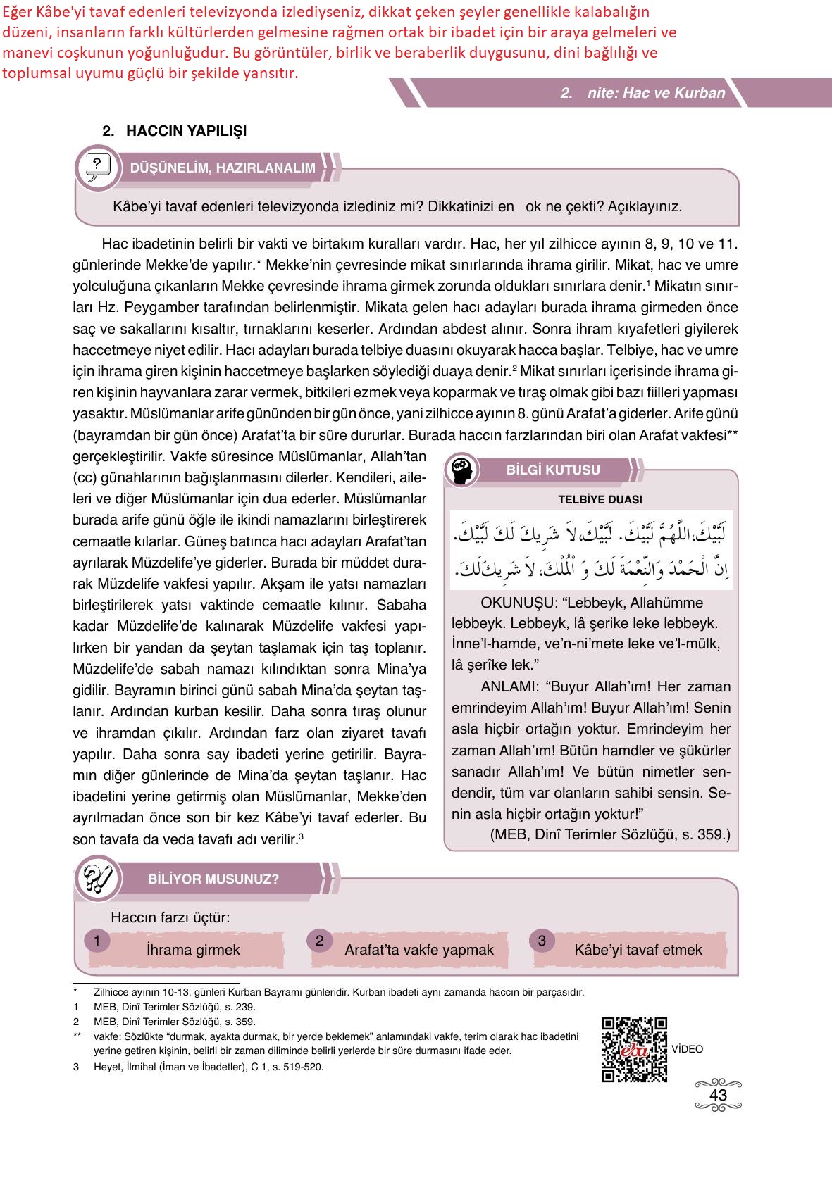 7. Sınıf Erkad Yayıncılık Din Kültürü Ve Ahlak Bilgisi Ders Kitabı Sayfa 43 Cevapları